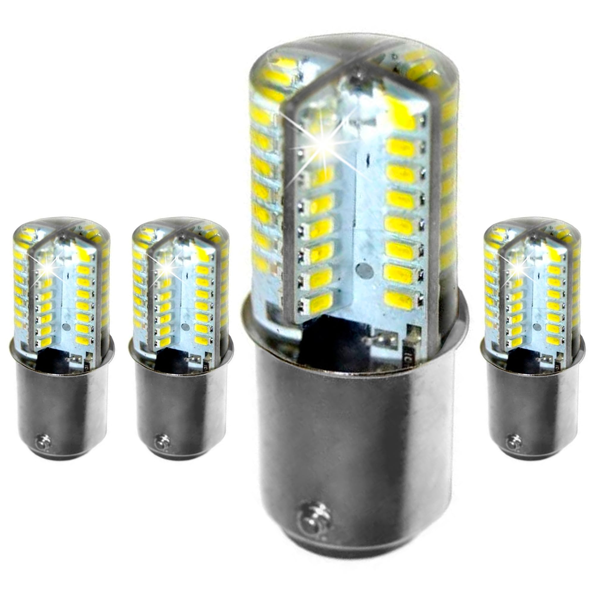 HQRP 4-Pack 110V LED Light Bulbs Cool White 6000K - Replacement for Bernina 801 803 807 808 809 810 811 812 813 Sewing Machines - Bright Lighting for Sewing, Quilting & Crafting Projects