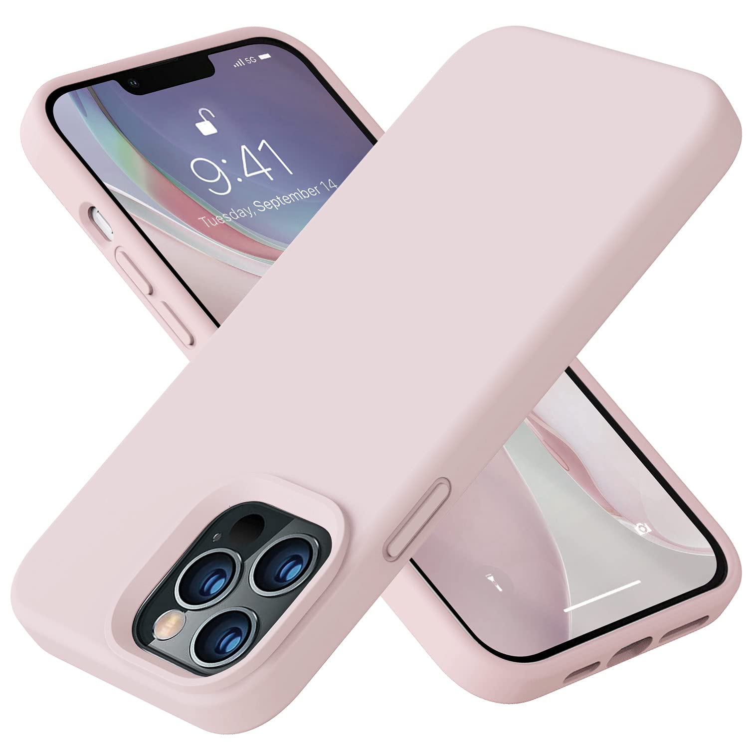 Vooii Liquid Silicone Protective Case for iPhone 13 Pro Max (6.7 inch) - Anti-Scratch, Soft Microfiber Lining & Camera Protection - Pink Sand | Perfect for Everyday Use, Travel & Outdoor Activities
