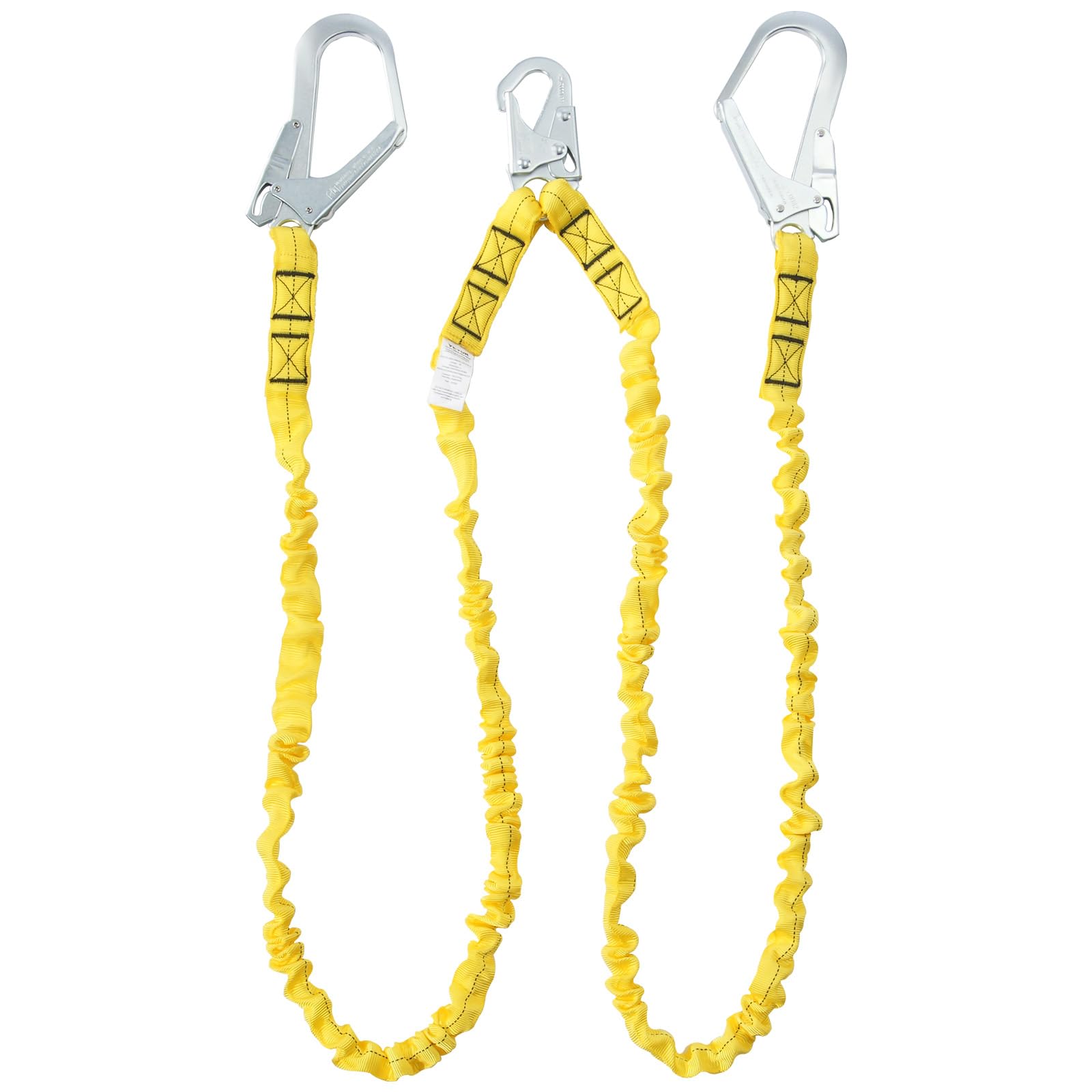 VEVOR 38mm Safety Lanyard - 6ft(1.83m) Fall Protection Lanyard with 2 Heavy-Duty Alloy Steel Snap Hooks | 38KN Breaking Strength | Retractable Safety Harness for Tree Climbing, Roofing, Construction & Industrial Work (Yellow)