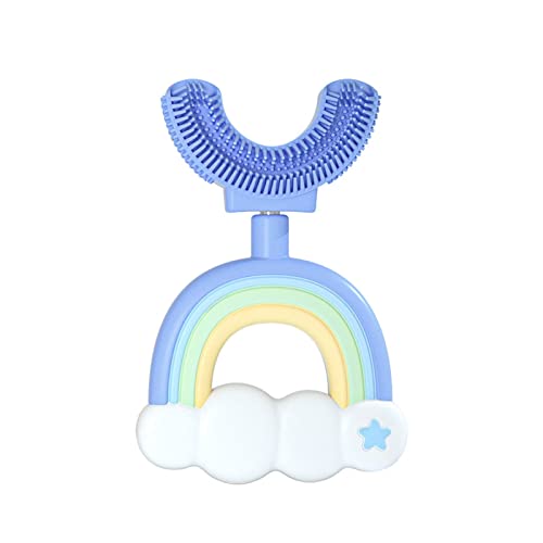 Rainbow U-Shaped Silicone Toothbrush for Kids - Soft Bristles, Gentle Teeth Cleaning & Gum Massage - Perfect for Toddlers & Babies Oral Care at Home or Travel