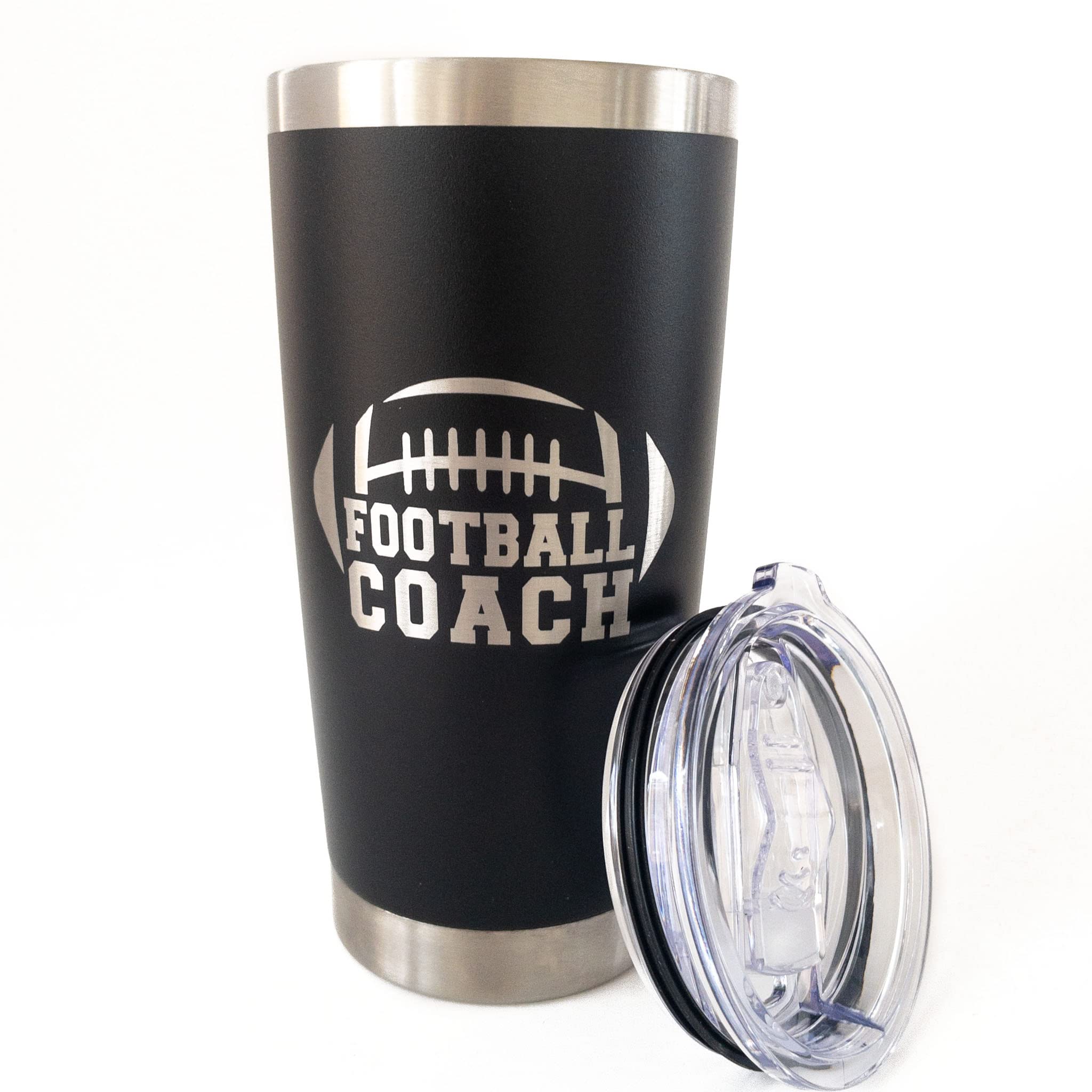 20oz Football Coach Travel Mug - Insulated Stainless Steel Tumbler with Lid & Straw - Perfect Coaching Gift for Men, Dad, Husband - Great for Practice, Games & Office Use