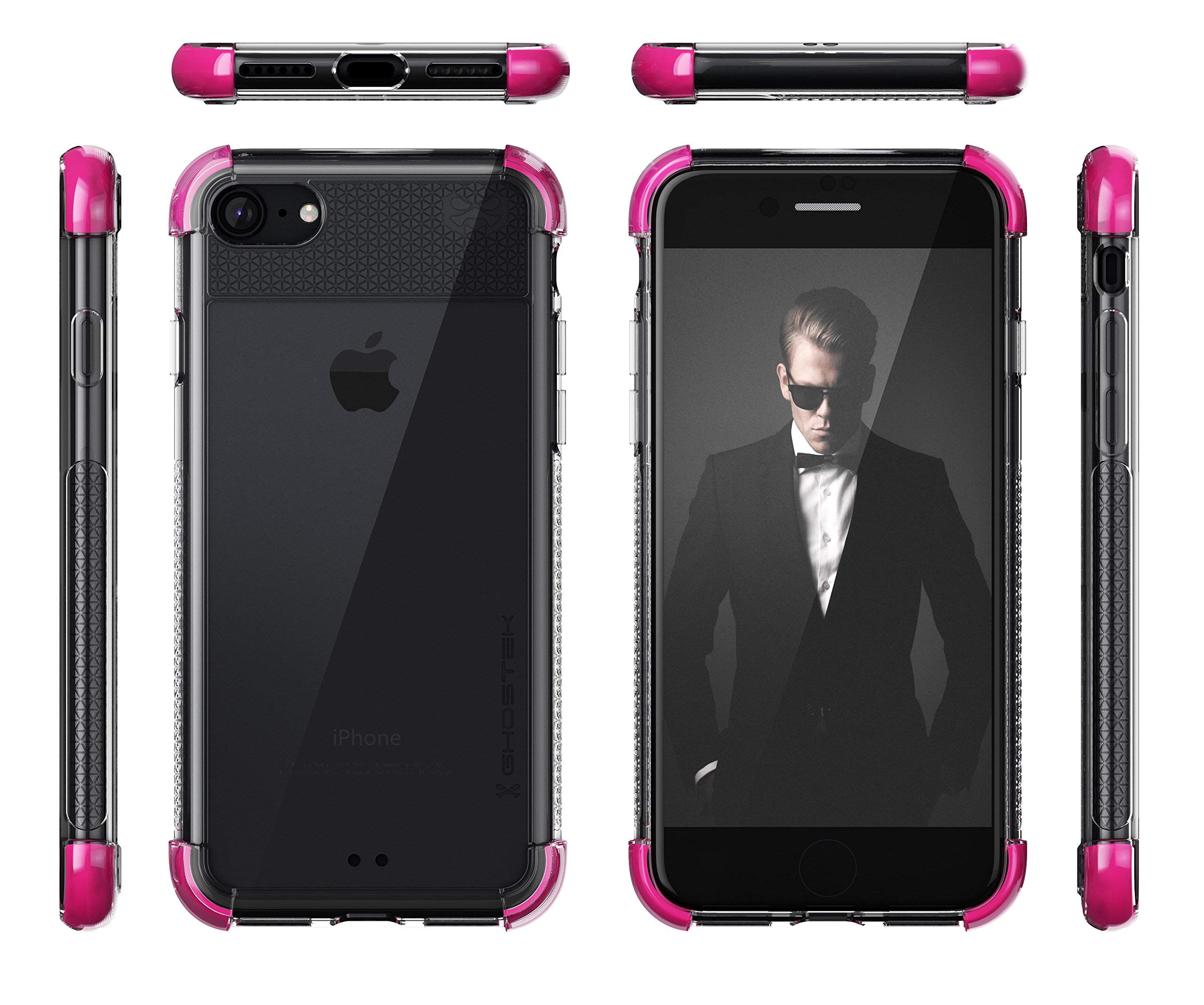 Ghostek Covert Clear Silicone Case for iPhone SE (2020) / iPhone 8 / iPhone 7 - Anti-Slip Grip & Shockproof Drop Protection - Pink Protective Phone Cover for Everyday Use & Outdoor Activities