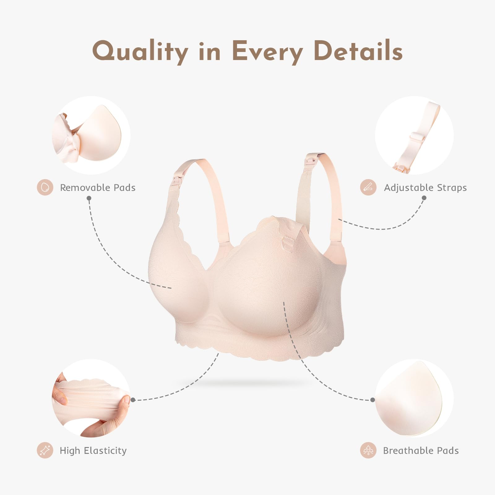 Best Nursing Bras for Breastfeeding Moms - Seamless Ultra Comfort Maternity Bra with Natural Shape Support - Perfect for Pregnancy & Postpartum Use at Home or Work