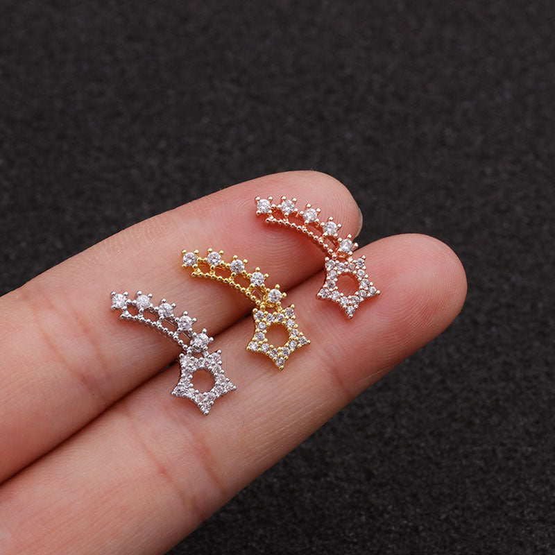 20G Shooting Star Cartilage Barbell Stud Earring - Surgical Steel Body Jewelry for Tragus, Helix & Rook Piercings | Perfect for Everyday Wear & Night Out Accessories | HSPJ1948