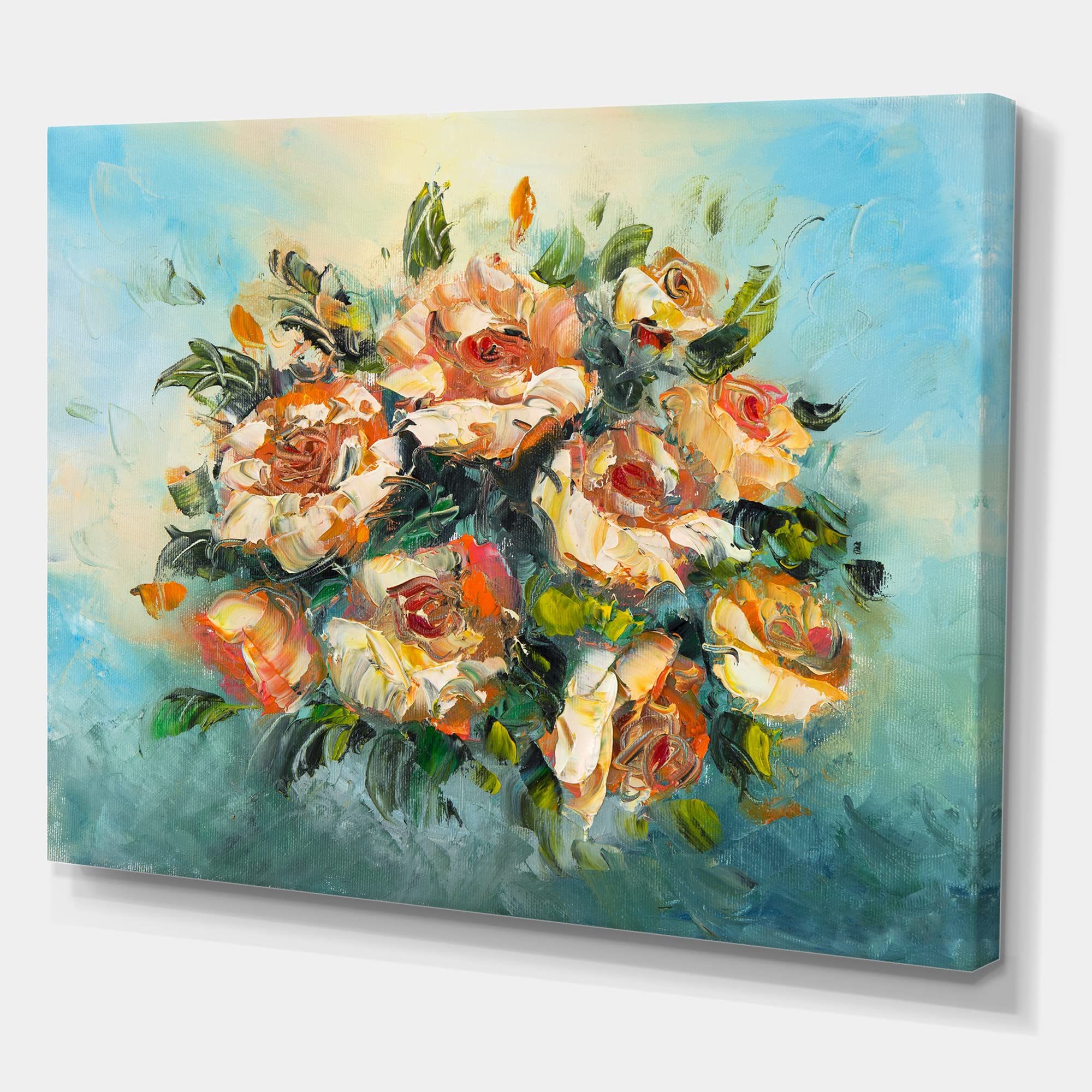Vintage Dark Pink Floral Bouquet Canvas Wall Art - Traditional Hand-Painted Home Decor for Living Room, Bedroom & Office