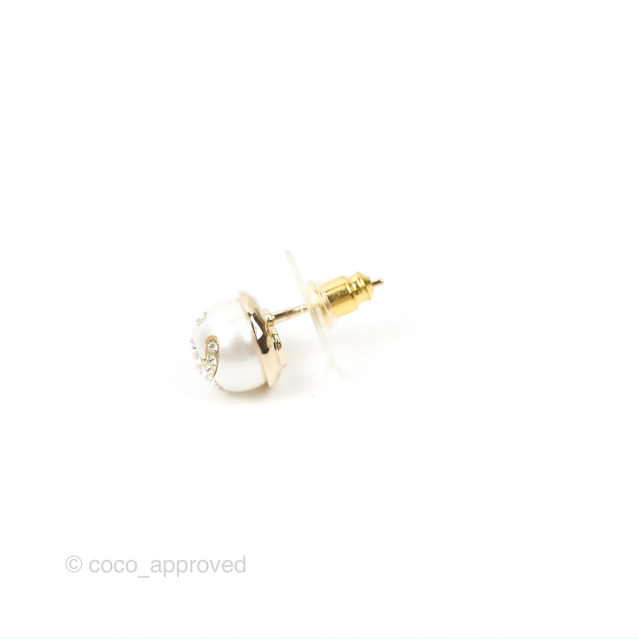 Chanel CC Pearl Rhinestone Earrings in Gold Tone - Luxury Fashion Jewelry for Women, Perfect for Parties, Weddings & Special Occasions