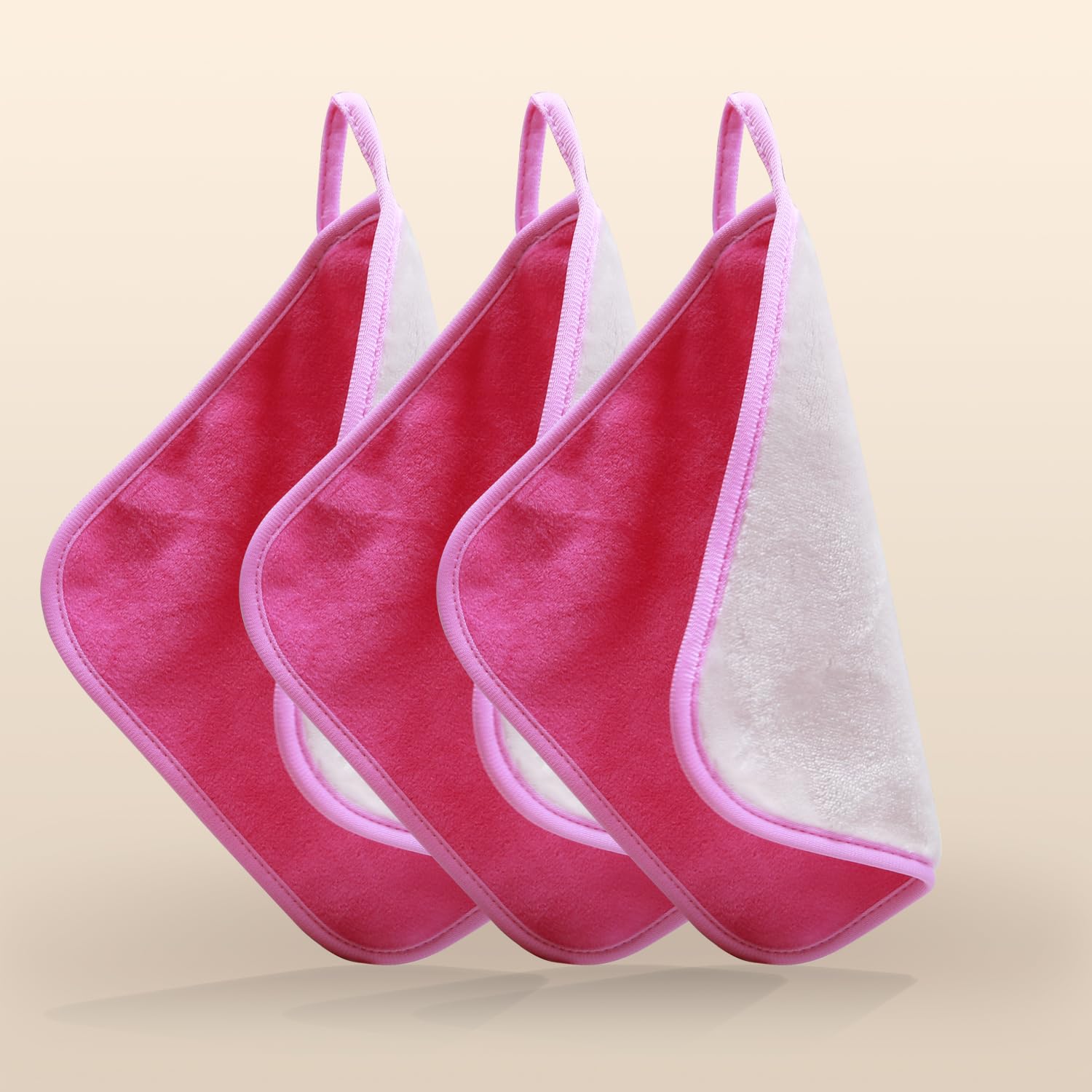 **Reusable Makeup Remover Cloth - 3 Pack Soft Face Towels for Gentle Makeup Removal | Water-Activated Cleansing Wipes (8.6 x 8.6 Inch, Pink & White) | Perfect for Travel, Gym & Daily Skincare Routine**