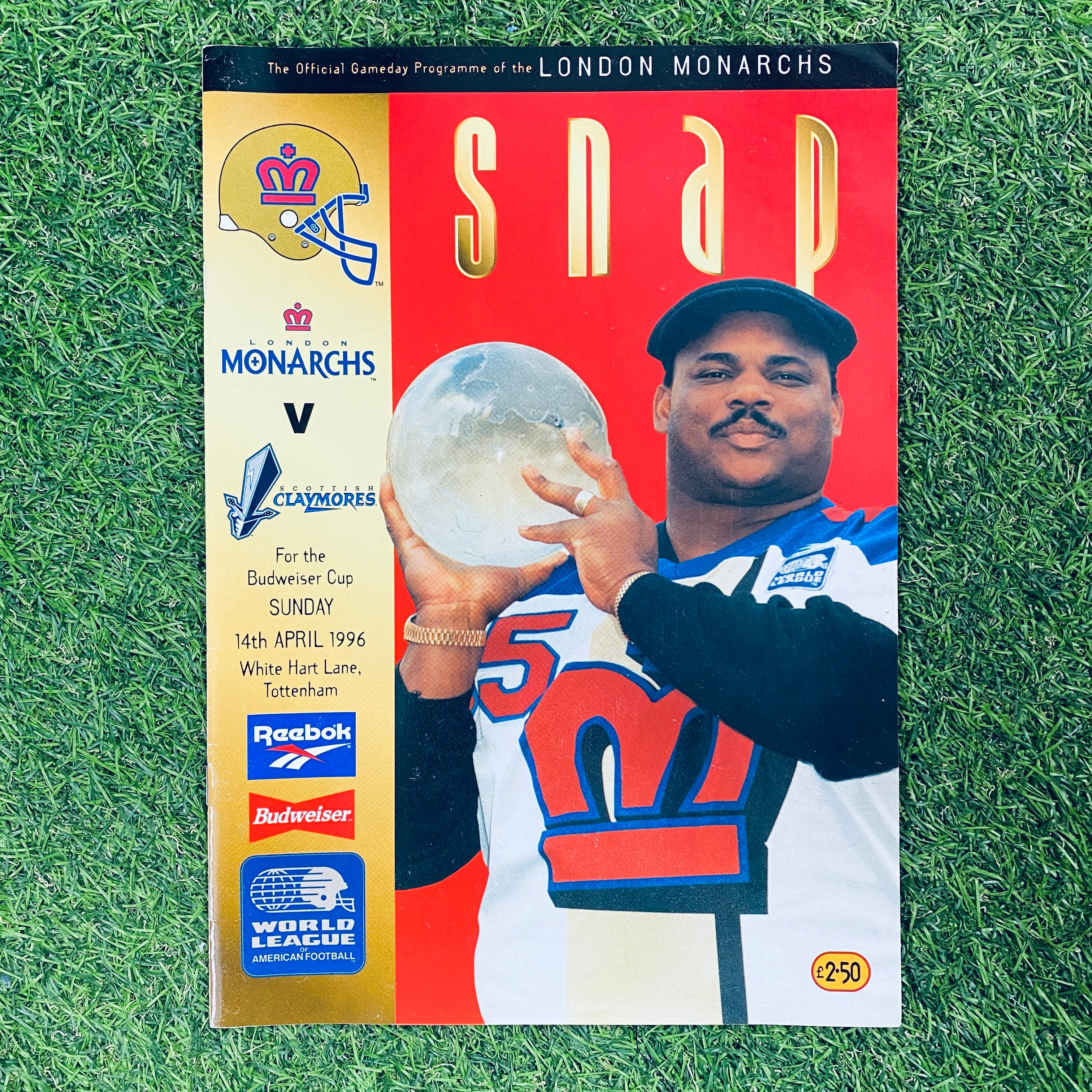 Official 1996 London Monarchs vs Scottish Claymores Gameday Programme - April 14 NFL Europe Collectible | Perfect for Football Memorabilia Collectors and Sports Fans