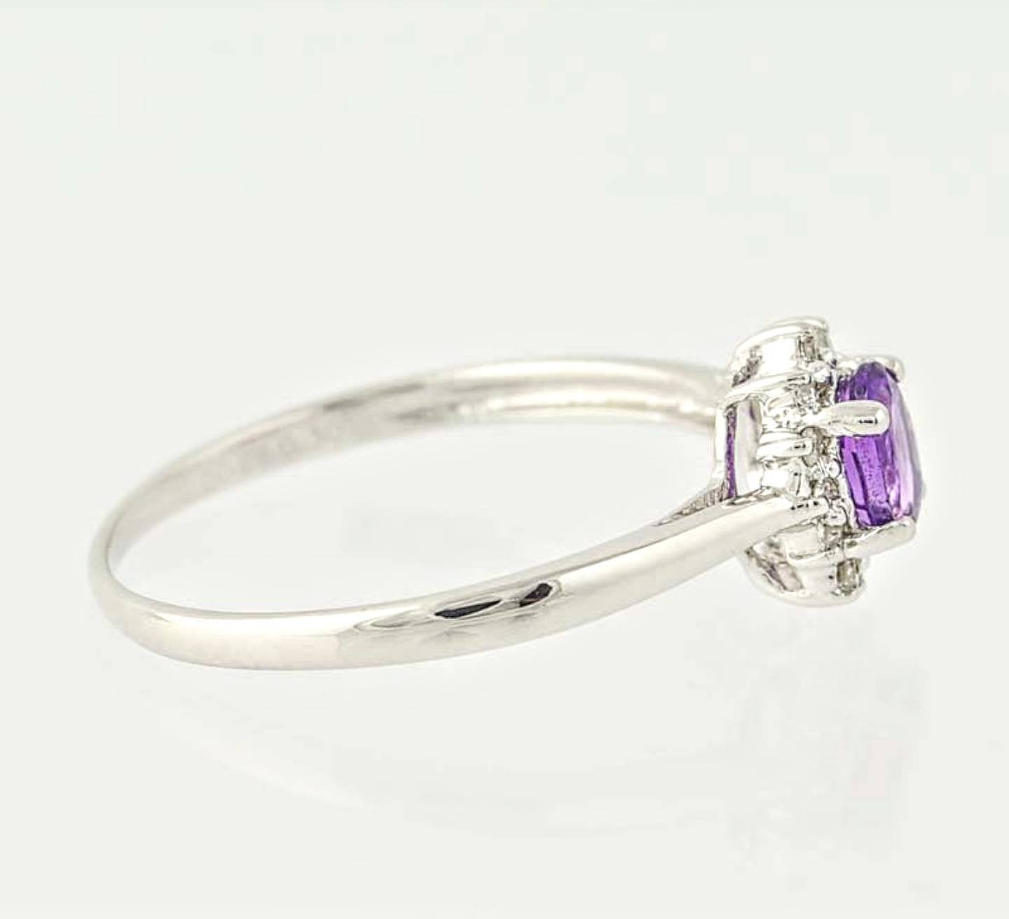 Custom 14K Solid Gold Ring with Natural Amethyst & White Sapphire - Sterling Silver, Yellow, White or Rose Gold Options - Size 5-8 | Perfect for Engagement, Anniversary & Special Occasion Gifts