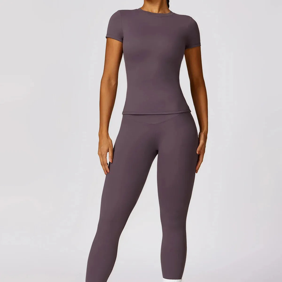 Women's 2-Piece Yoga Set - Short Sleeve Sports Bra & High Waist Gym Leggings - Workout Outfit for Fitness, Yoga & Activewear | Perfect for Gym, Running & Home Exercise