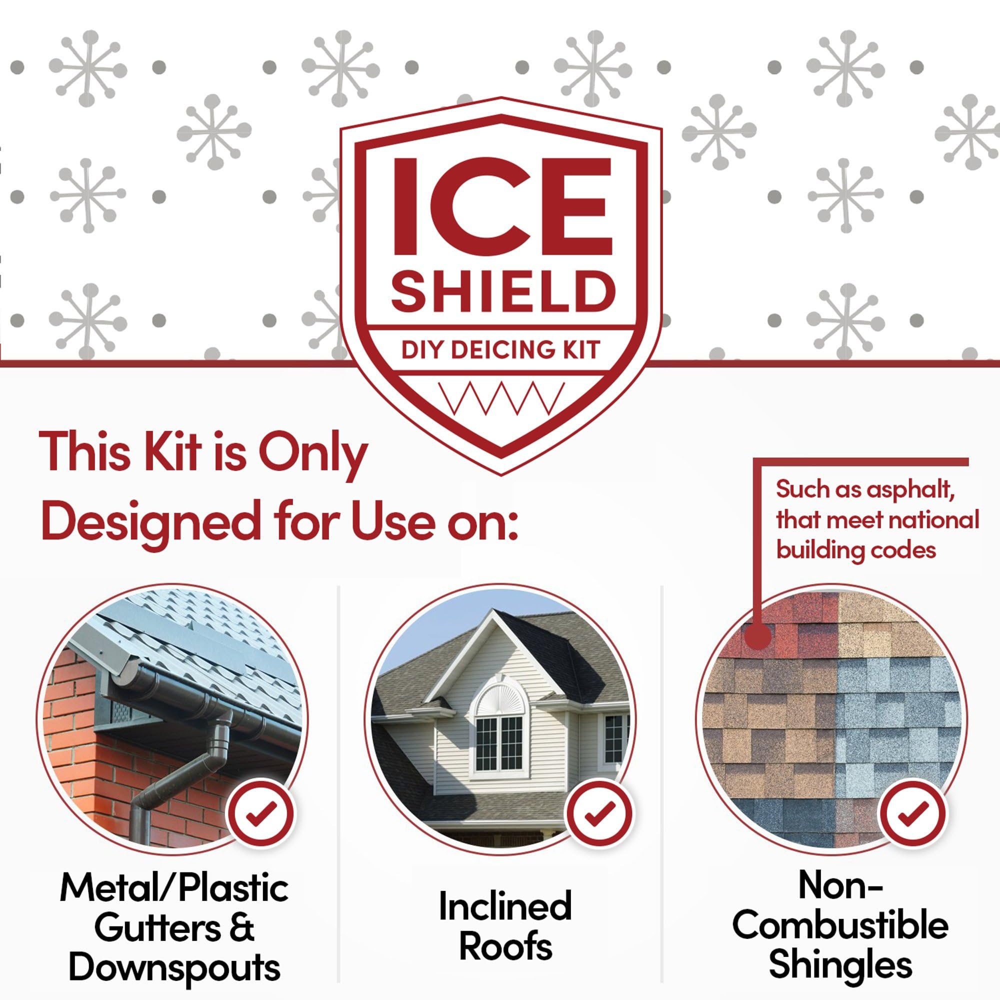 WarmlyYours 120 ft Roof Snow Melting Heat Cable - 5 Watts/ft Heated Tape for Roof & Gutters - Ice Dam Prevention System with Clips & Spacers (Ice Shield) - Protect Your Home from Winter Damage