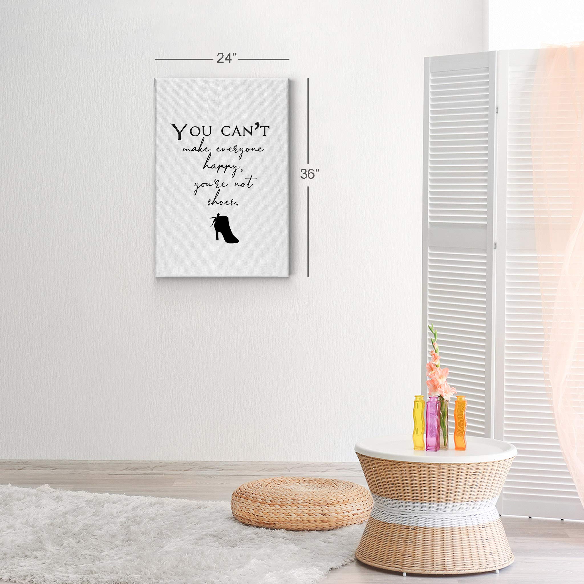 Smile Art Design 'You Can’t Make Everyone Happy You’re Not Shoes' Inspirational Quote Canvas Print - Glam Fashion Wall Art for Office, Girls Room, Women's Dorm & Bedroom Decor - Ready to Hang 36x24 - Perfect Motivational Gift for Friends & Home Living Room