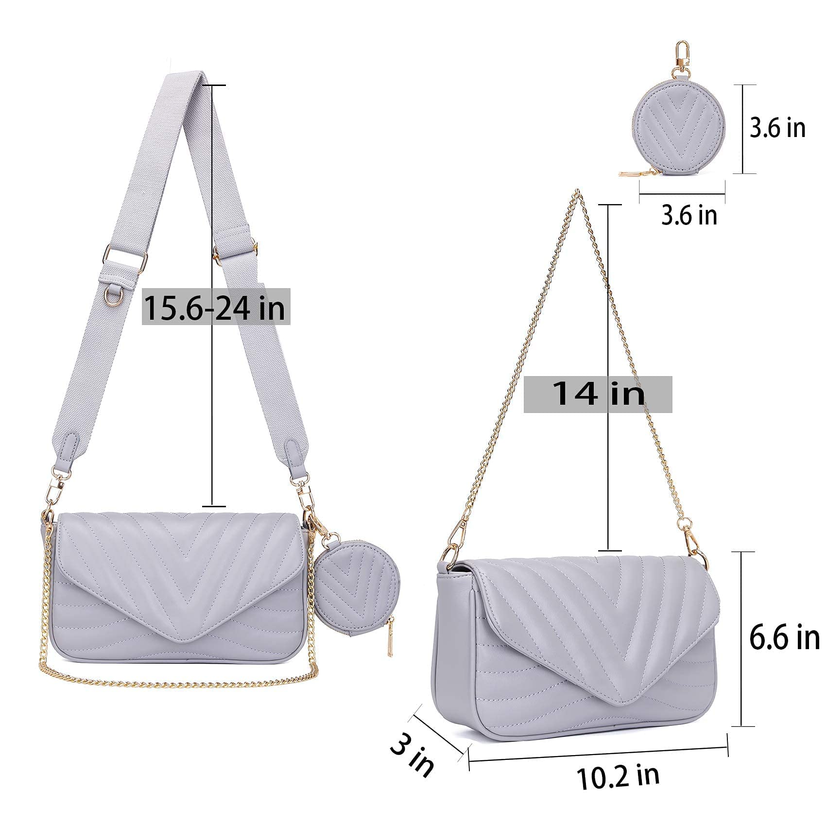 Stylish Quilted Crossbody Bag for Women - Multi-Functional Designer Purse with Detachable Coin Pouch & 2 Sizes | Perfect for Everyday Use, Travel, and Fashion Accessories