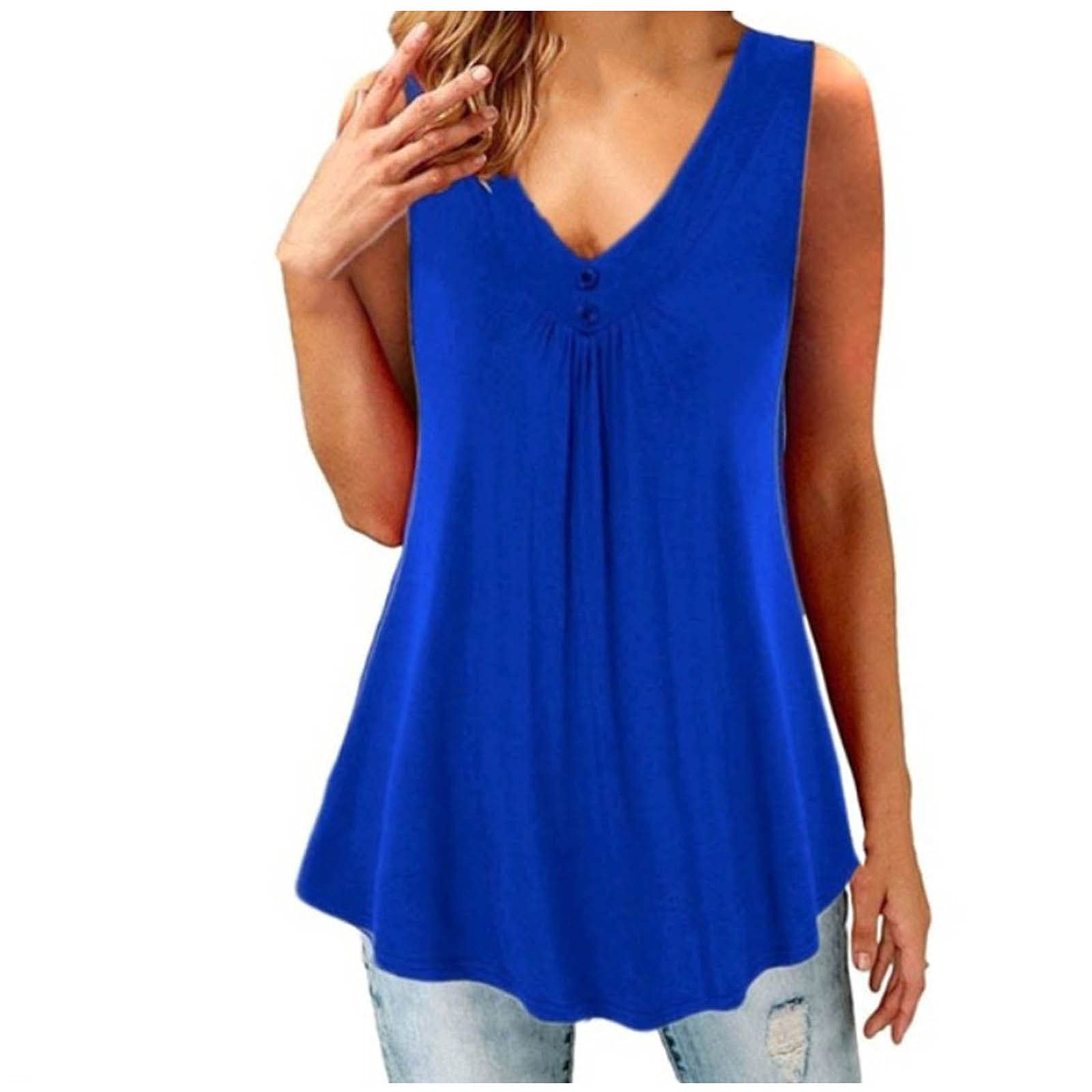 Women's Loose Fit V-Neck Tank Tops - Summer Casual Blouse for Outfits
