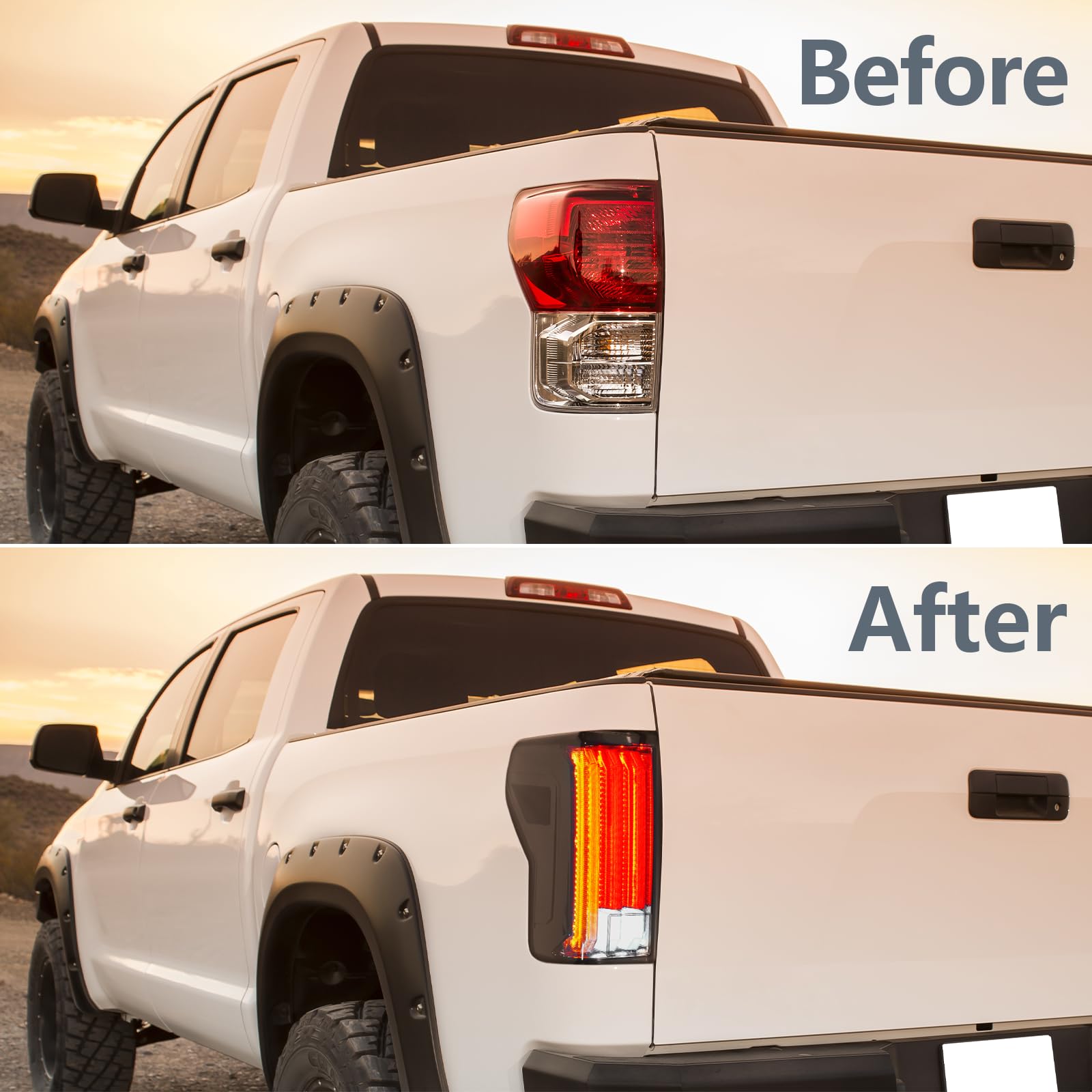 Kingory Full LED Tail Lights for Toyota Tundra 2007-2013 - Black Housing Smoked Lens Rear Light Assembly Pair - Perfect for Night Driving & Enhanced Safety
