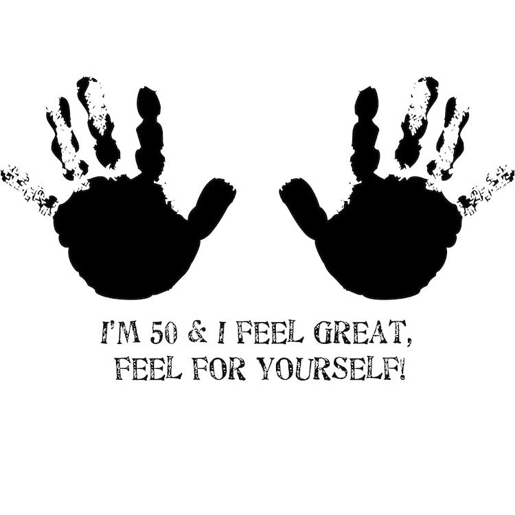 Funny 50th Birthday Hands Square Sticker - Waterproof Vinyl Bumper Decal for Cars, Windows, Laptops - Perfect for Birthday Gifts & Party Decorations