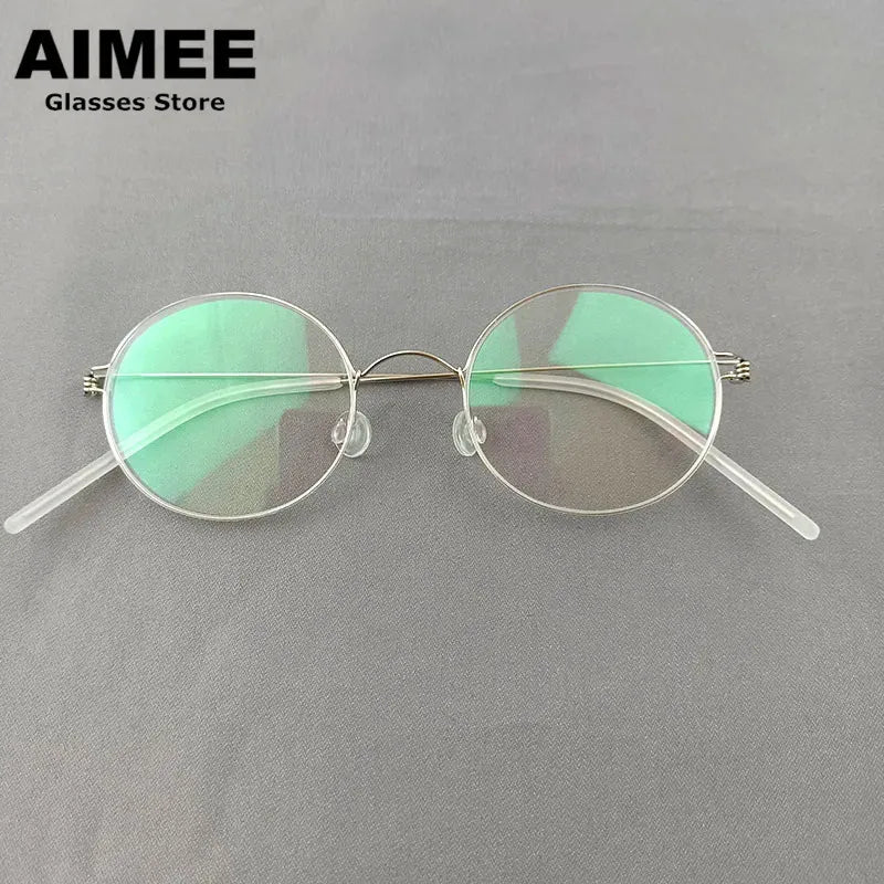 Aimee Women's Full Rim Round Screwless Titanium Eyeglasses 13120 - Lightweight & Durable Eyewear for Work, Reading & Fashion