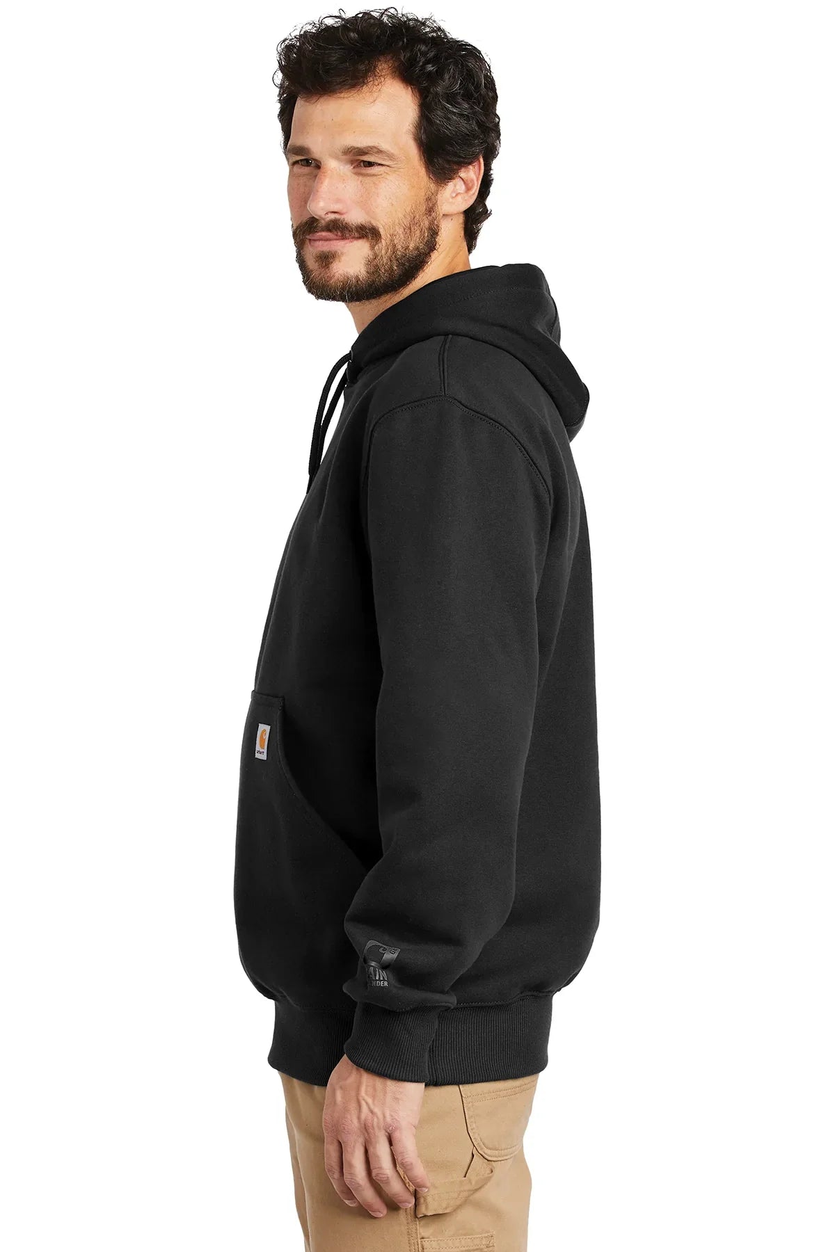 Carhartt Rain Defender Paxton Hoodie for Men - Water-Resistant Black Hooded Sweatshirt with Fleece Lining | Outdoor Work, Hiking & Casual Wear