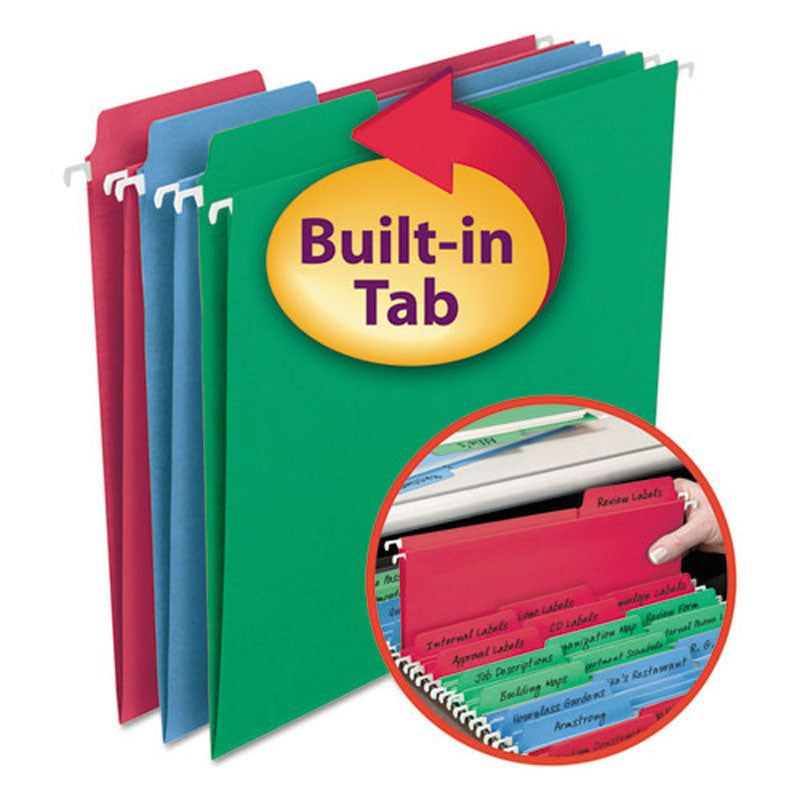Fastab Hanging File Folders - Letter Size, 3rd Cut, 25-Pack, Heavy Duty for Office Organization, Filing Cabinets, and Document Storage