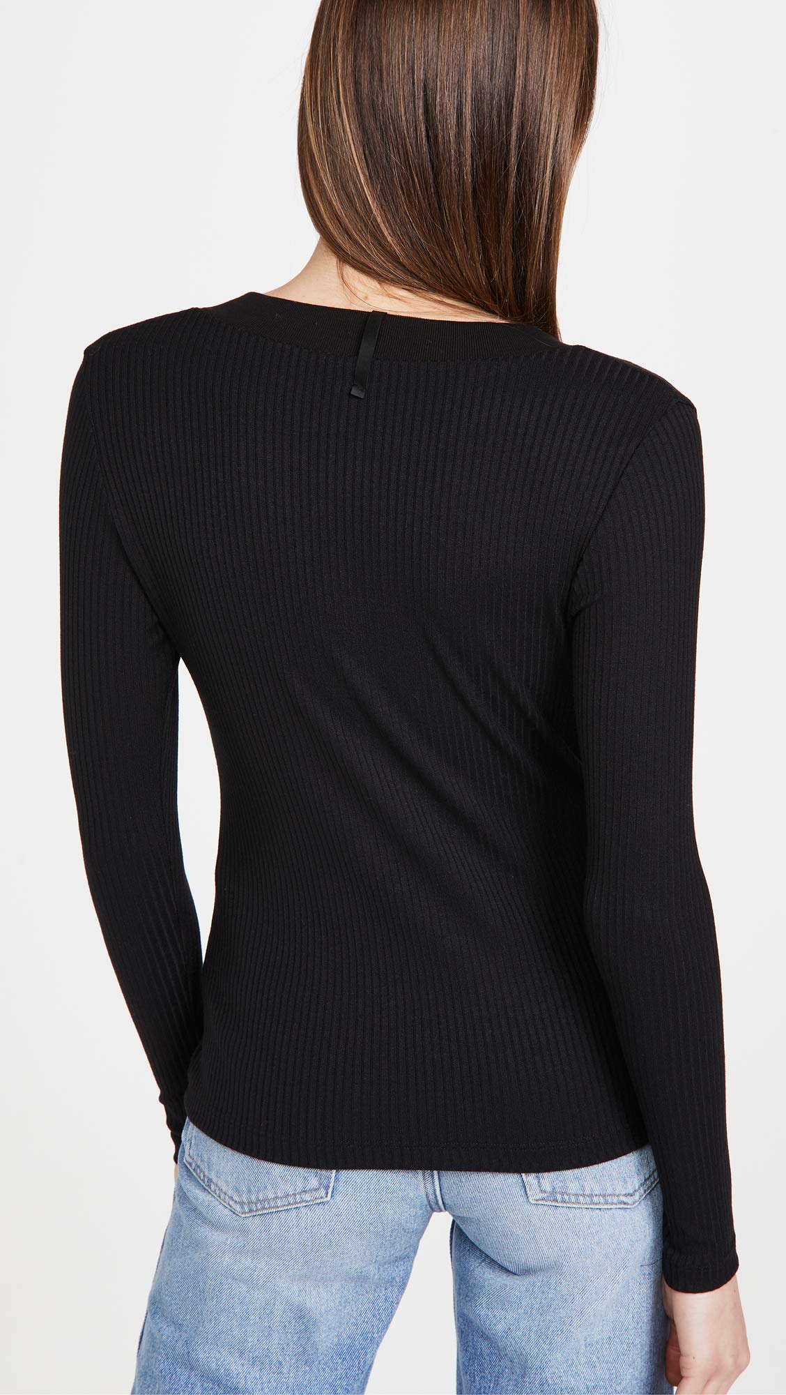 Women's Long Sleeve Ribbed T-Shirt - Soft Stretch Cotton Blend for Casual Wear & Layering | Perfect for Everyday Outfits, Work, and Weekend Comfort