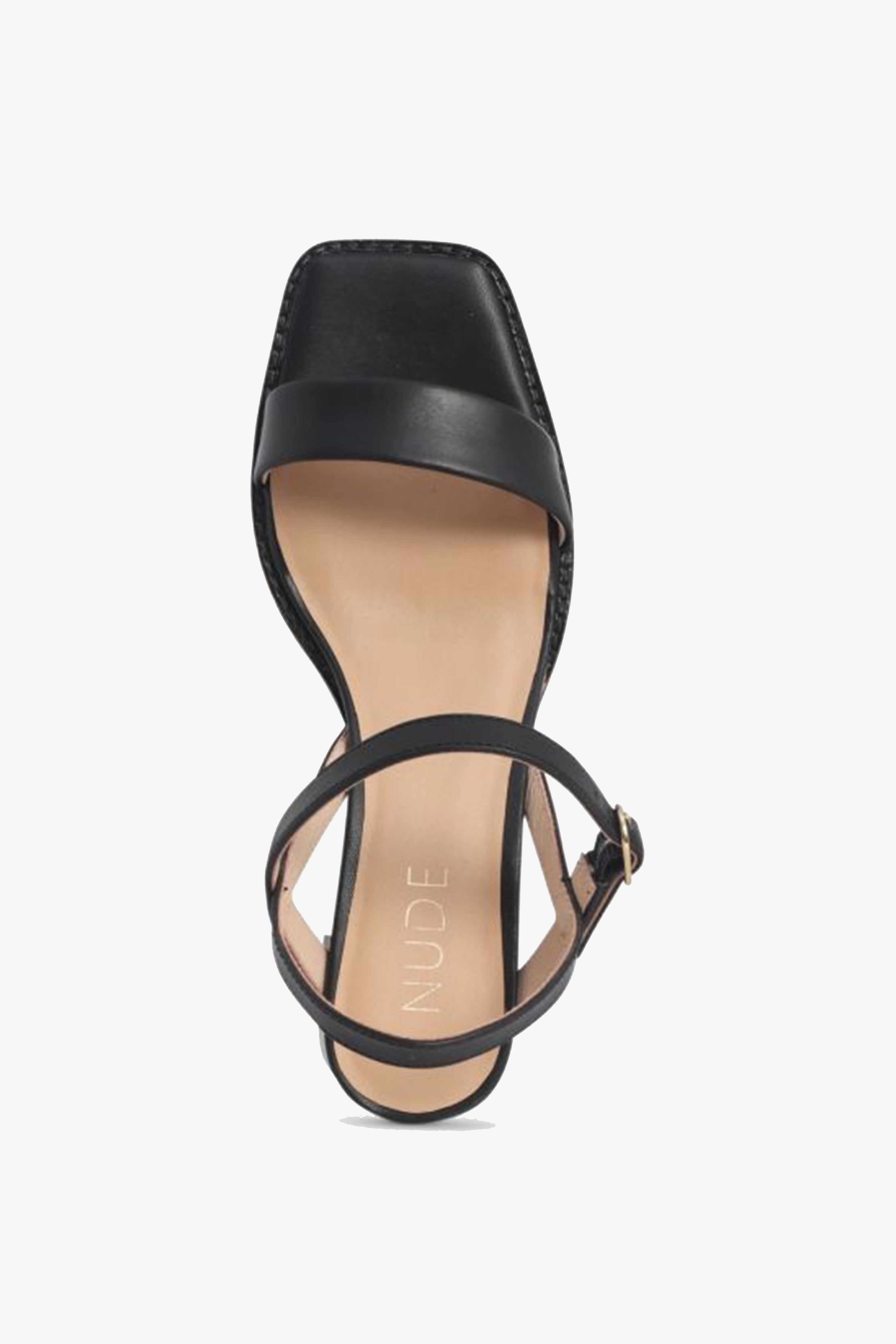 Alisia Women's Black Square Toe Ankle Strap Mid Heel Dress Sandals - Perfect for Office, Party & Evening Events