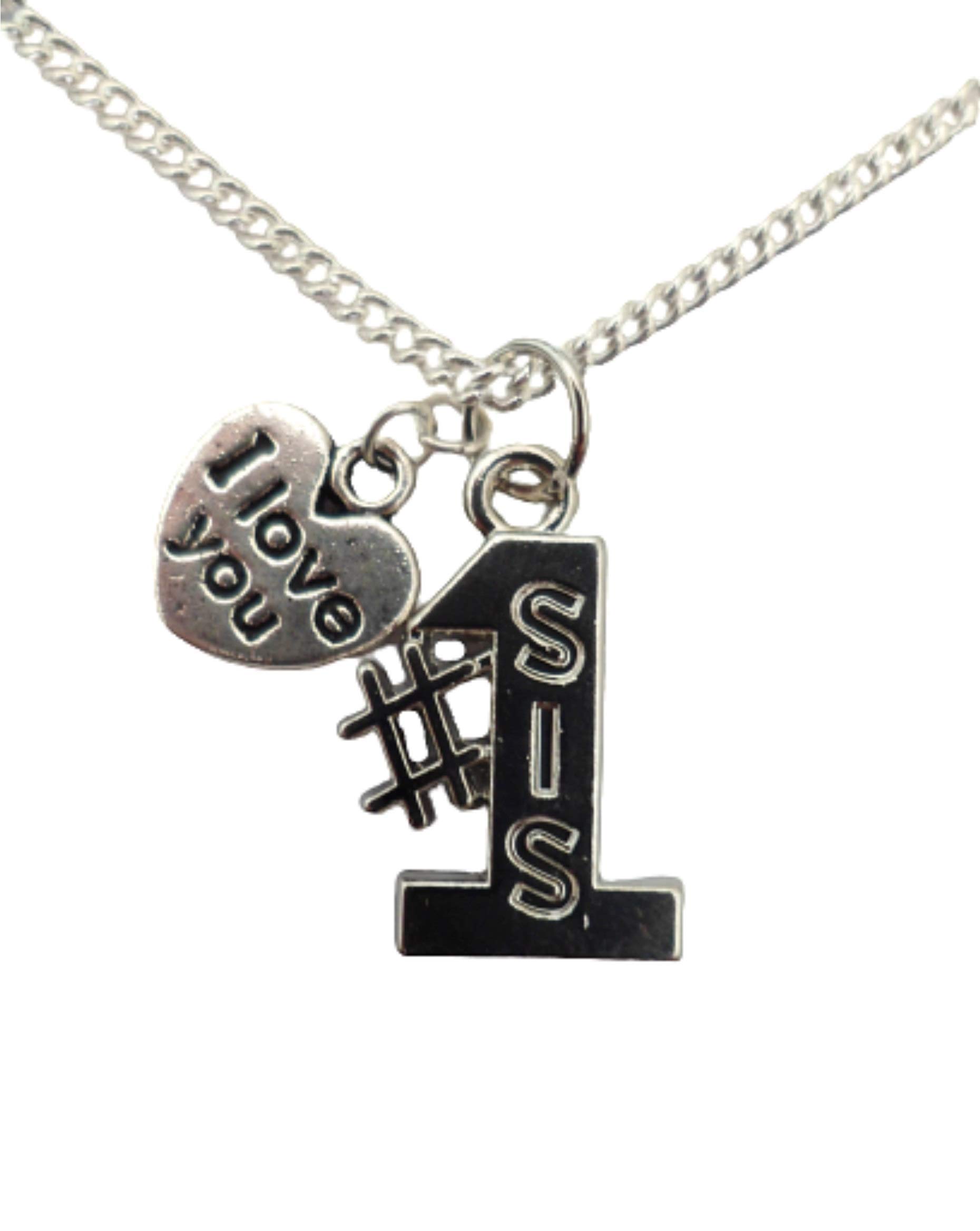 Silver Plated Number 1 Sister Necklace with Heart Charm - Perfect Gift for Sisters, Best Friends & Loved Ones | Birthday, Anniversary, Christmas Jewelry Present