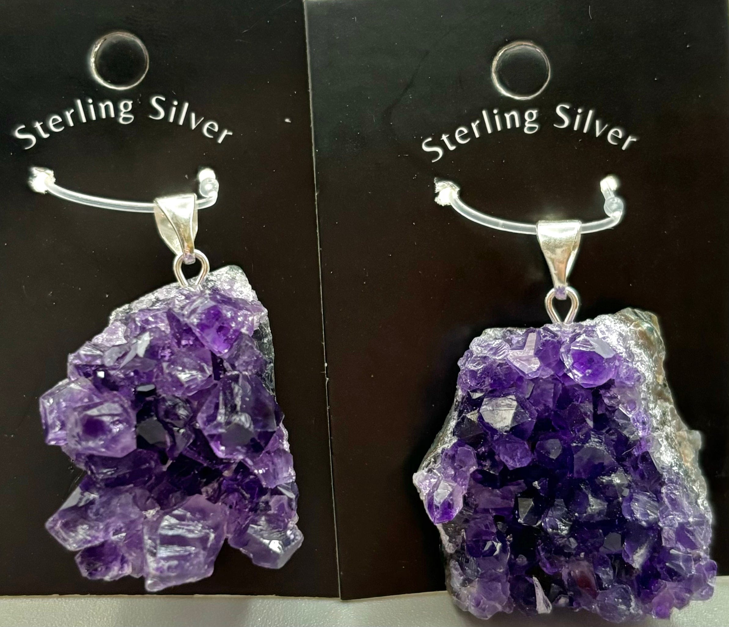 Natural Amethyst Geode Sterling Silver Pendant Necklace for Women - Healing Crystal Jewelry Gift for Meditation, Yoga & Spiritual Protection