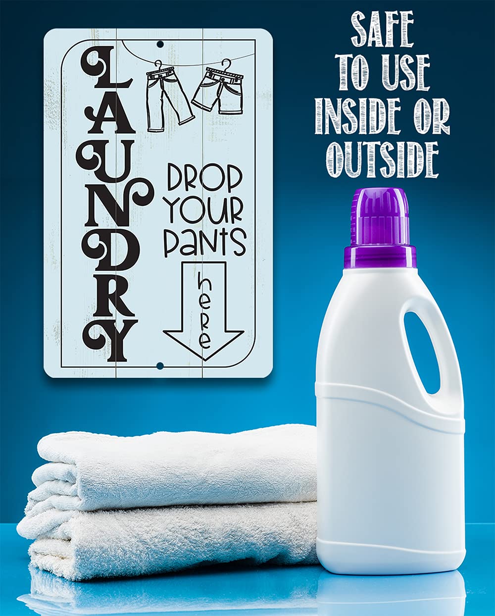 Funny Laundry Room Decor Sign - 'Laundry Drop Pants Here' Metal Wall Art for Mudroom, Laundry Area & Home Decor | Durable 12x18 Indoor/Outdoor Housewarming Gift | Perfect for Laundry Rooms, Entryways & Farmhouse Style Homes