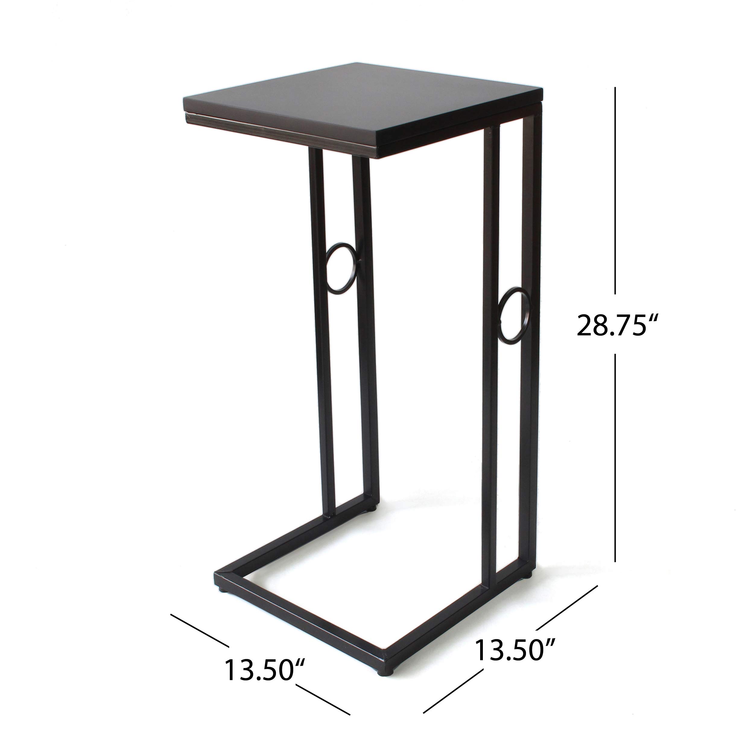 Christopher Knight Home Agnes Modern C-Shaped Side Table Set of 2 - Black End Tables for Living Room, Bedroom & Office Decor