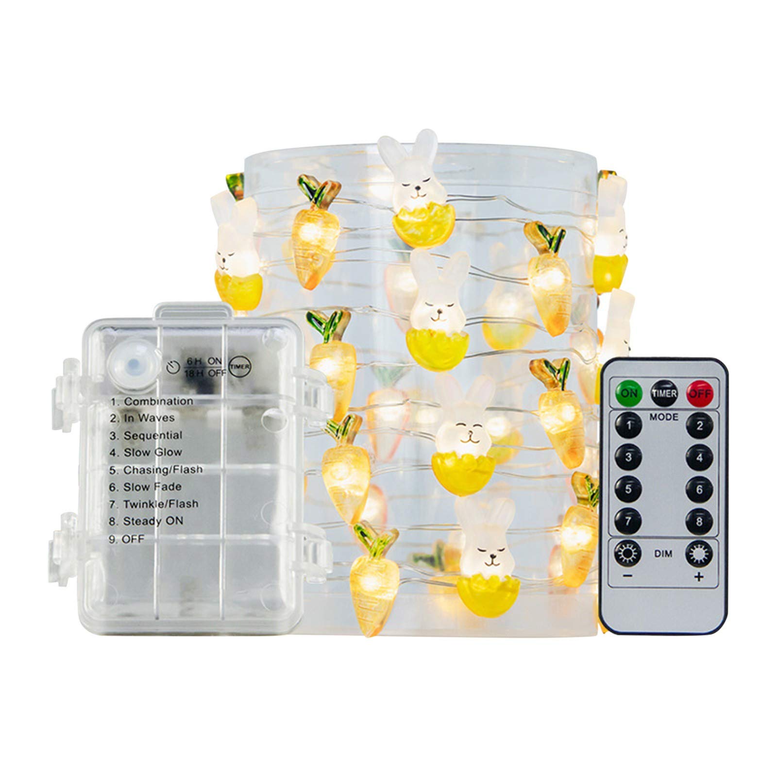40 LED Waterproof Easter Rabbit String Lights - Outdoor Garden Party Decorations for Easter, Spring, and Patio Lighting