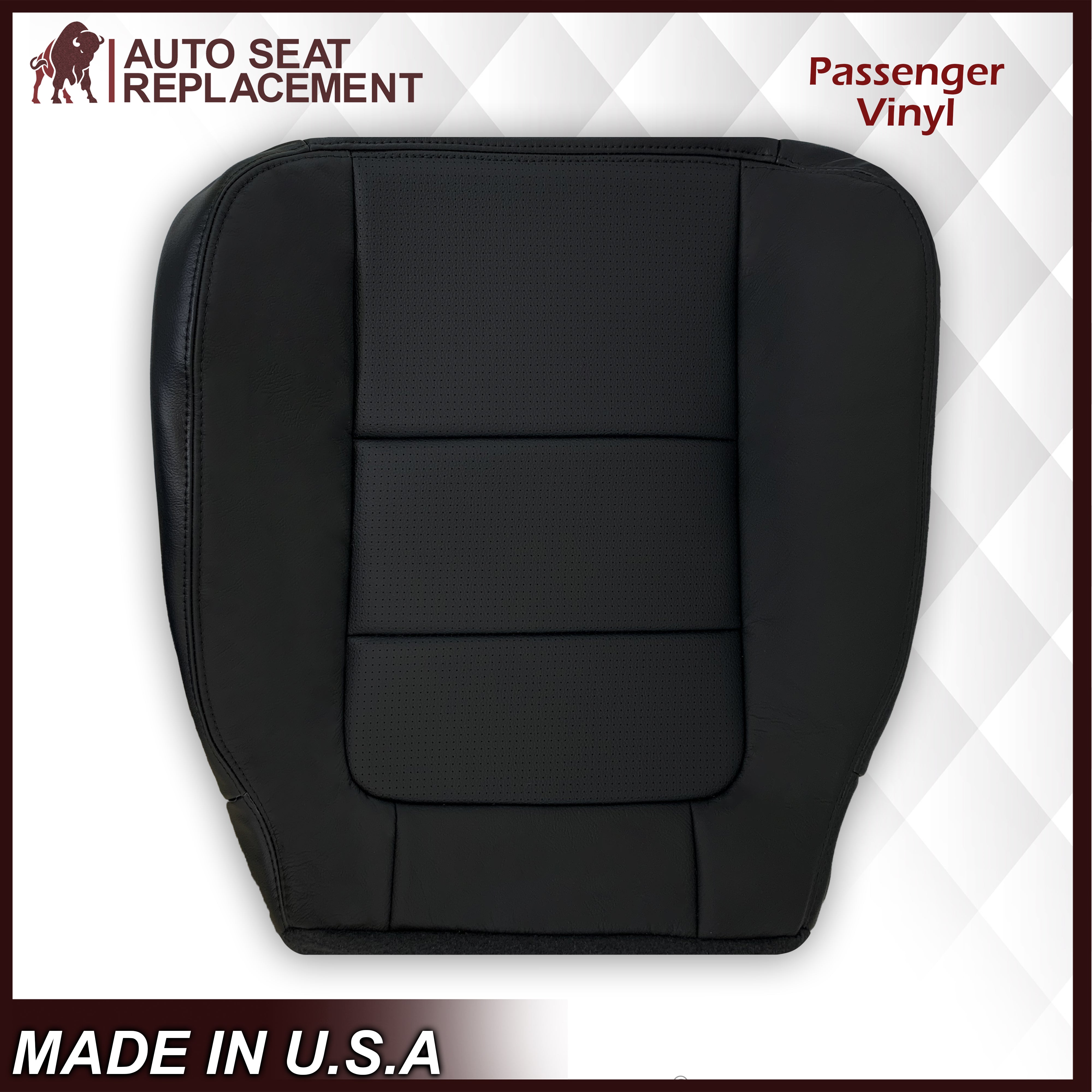 2001-2003 Ford F350 F250 Lariat Extended Cab Black Perforated Seat Covers - Genuine Leather or Premium Vinyl - Perfect for Truck Upgrades & Road Trips