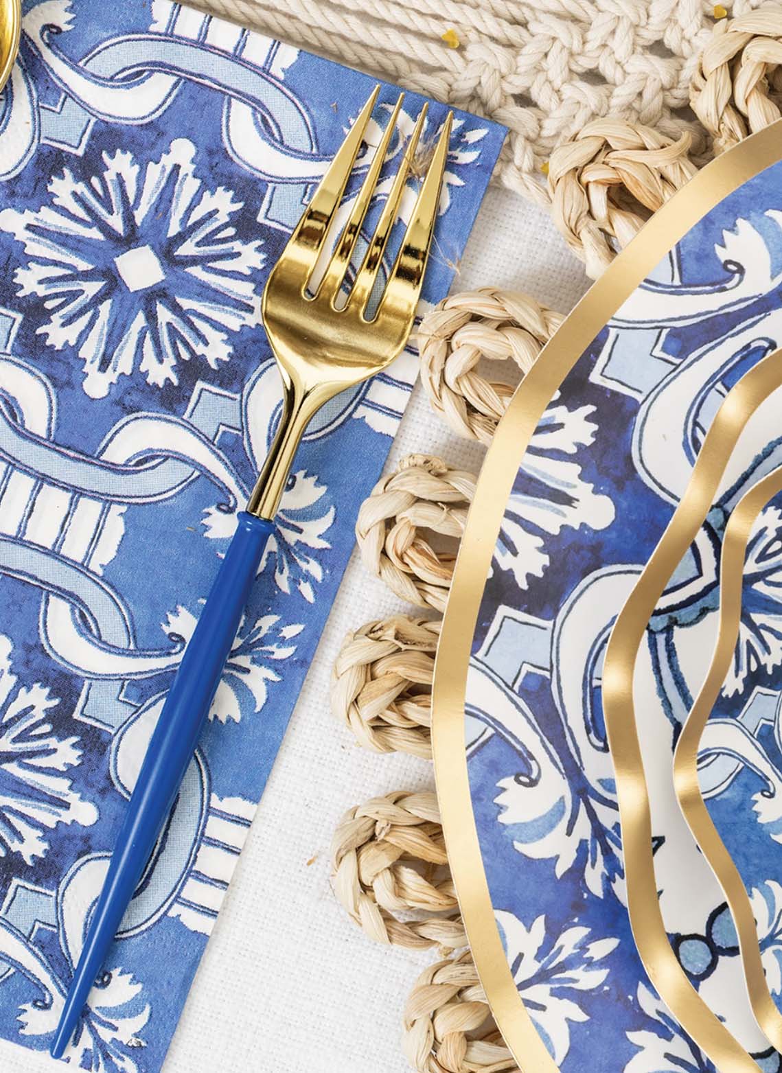 Premium Blue & Gold Plastic Cutlery Set - 36 Pieces (Service for 12) - Perfect for Parties, Picnics, BBQs & Catering Events