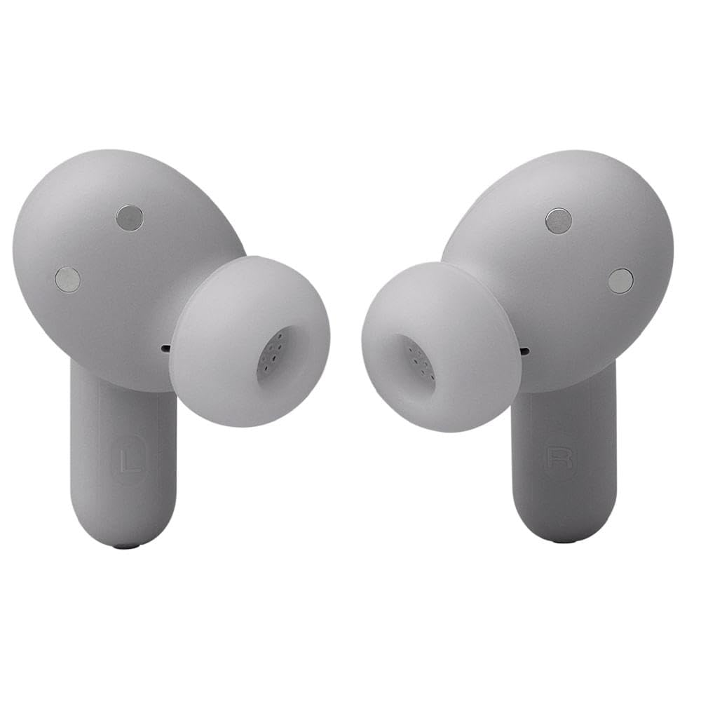 JBL Live Beam 3 True Wireless Bluetooth Earbuds - 48H Battery, Adaptive Noise Cancelling, Hi-Res Audio, IP55 Waterproof, Silver | Perfect for Workouts, Commuting & Travel