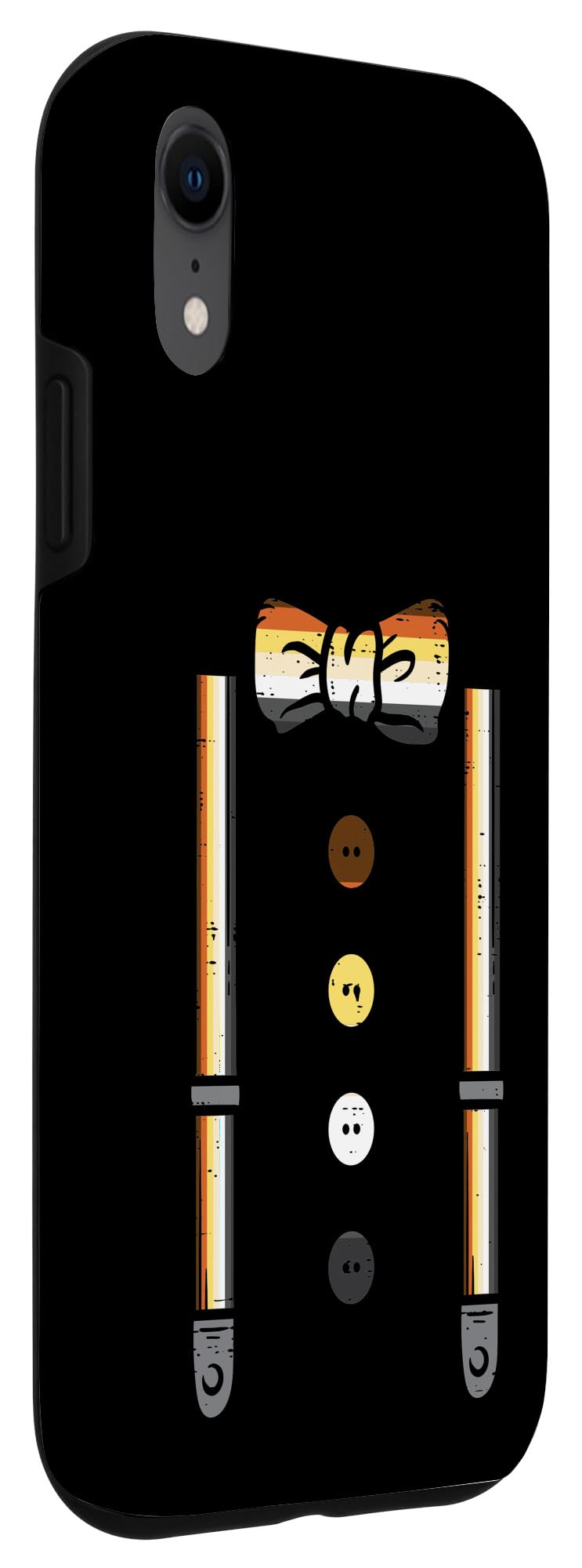 iPhone XR Case with Suspenders & Bow Tie - LGBTQ Gay Bear Flag Pride Design for Men - Perfect for Pride Parades, Parties & LGBTQ Events