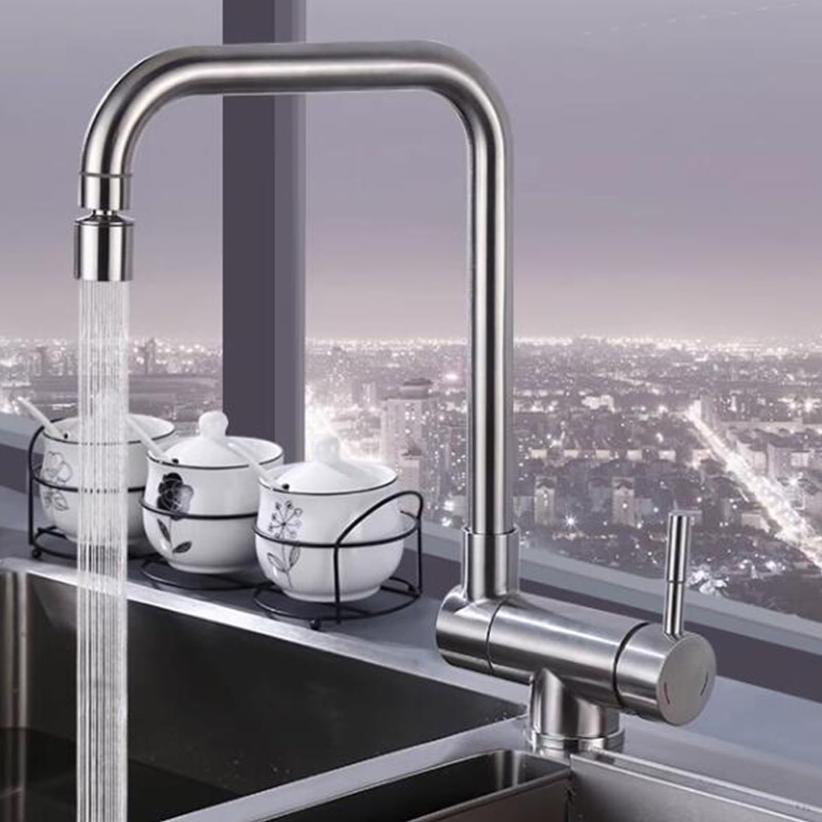 Stainless Steel Foldable Kitchen Faucet - Retractable Window Sink Mixer Tap for Small Spaces | Perfect for RV, Tiny Homes & Apartments
