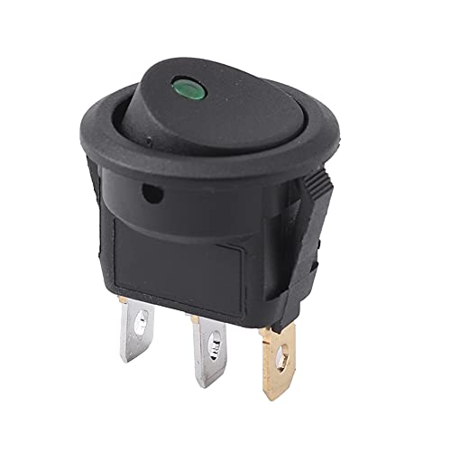 12V LED Illuminated Rocker Switch - Waterproof SPST On/Off Round Switch for Automotive, Marine & RV - Perfect for Car Dashboard, Boat Lights & Van Electrical Systems