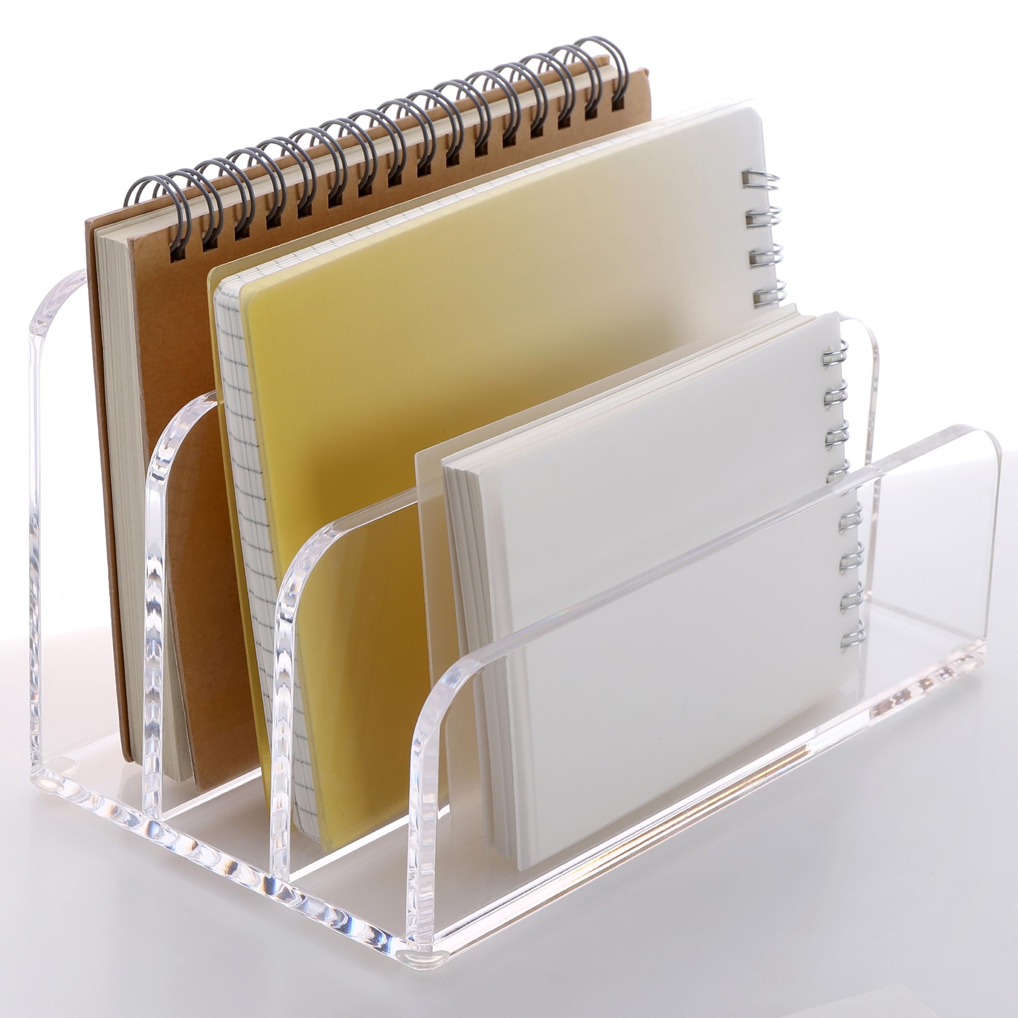 SANRUI 3-Tier Acrylic Mail Organizer - Vertical Letter Holder & File Sorter for Desk - Clear Office Document Organizer - Perfect for Home Office, Mailroom Organization and Paperwork Management