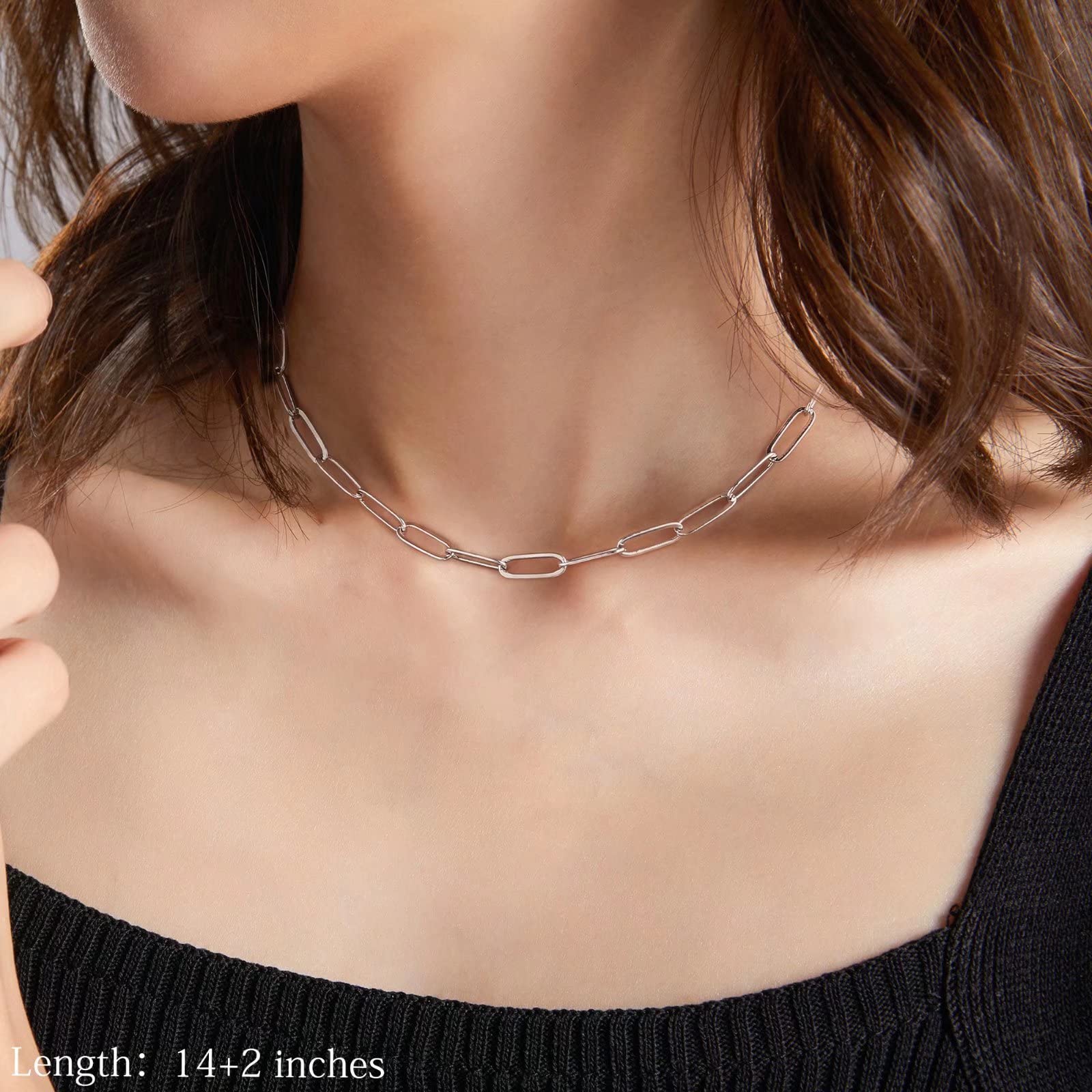 Yoosteel 14K Gold Plated Initial Necklace for Women - Personalized Dainty Paperclip Link Chain Layering Necklace, Easter Basket Stuffers & Gifts | Perfect for Everyday Wear, Layering Styles, and Special Occasions
