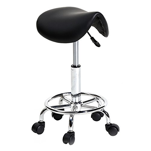 360° Swivel Salon Chair - Adjustable Height Rolling Stool for Barber, Massage, Spa & Tattoo with Footrest - Perfect for Beauty Salons, Home Spa & Office Use (Black)