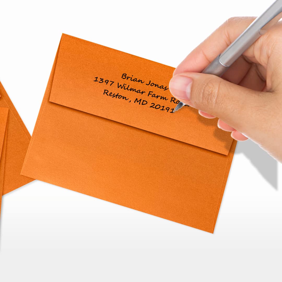 Premium A2 Invitation Envelopes 4 3/8 x 5 3/4 Inches - 500 Pack Flame Orange Metallic Finish for Wedding Invitations, Greeting Cards & Business Correspondence