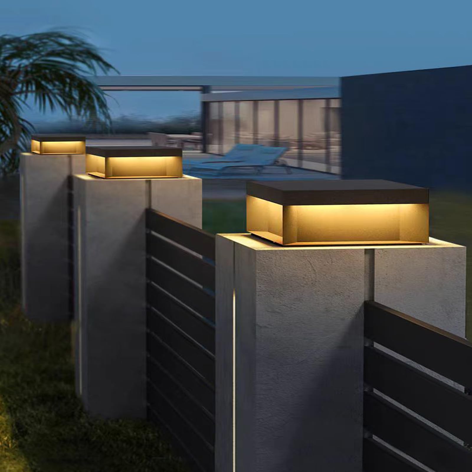 Premium Stainless Steel Solar Post Lights for Outdoor - Solar Powered Fence Post Cap Lights with 3000K Warm White LED - Waterproof Garden Deck Patio Lighting - Perfect for Wooden Posts (12
