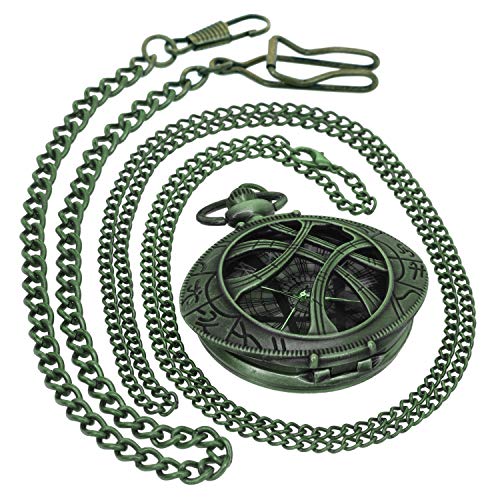 Vintage Retro Pocket Watch Necklace - Steampunk Anime Comic Accessory with 1 Necklace Chain & Key Rib Chain - Perfect for Cosplay, Gift Giving, and Collectors