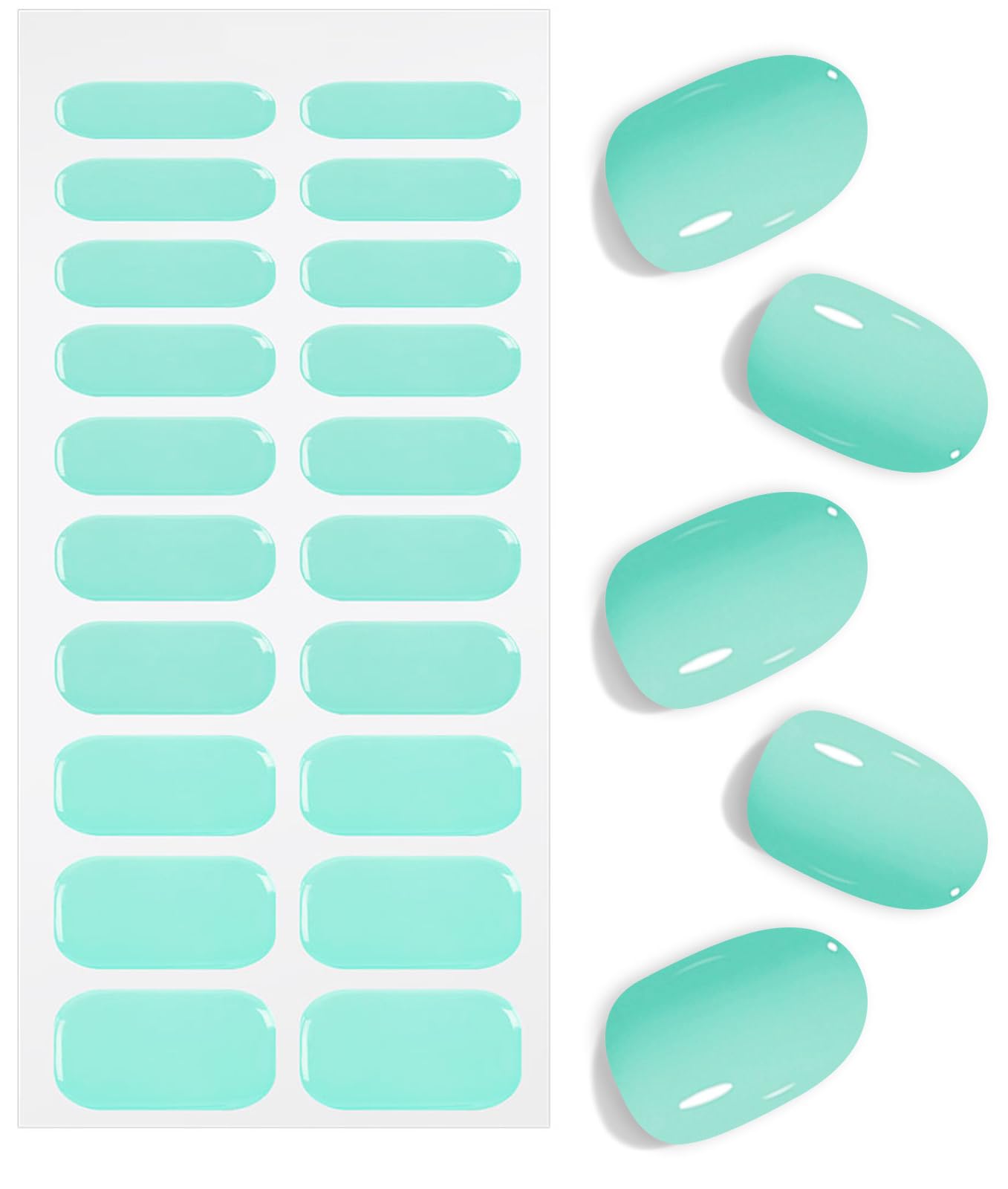 JMEOWIO Semi Cured Gel Nail Strips - Green Nail Stickers for DIY Nail Art, Salon Quality Nail Supplies & Decoration Accessories | Perfect for Home Manicures, Parties & Special Occasions