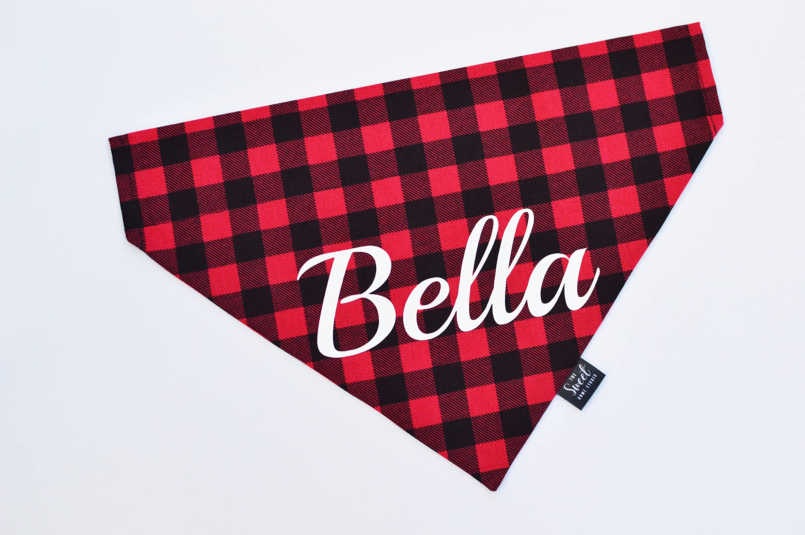Custom Buffalo Check Dog Bandana - Personalized Over-the-Collar Pet Bandana in Red & Black Plaid - Adjustable Slip-On Collar Cover for Small, Medium & Large Dogs - Perfect Gift for Dog Lovers - Great for Holidays, Photos & Outdoor Adventures