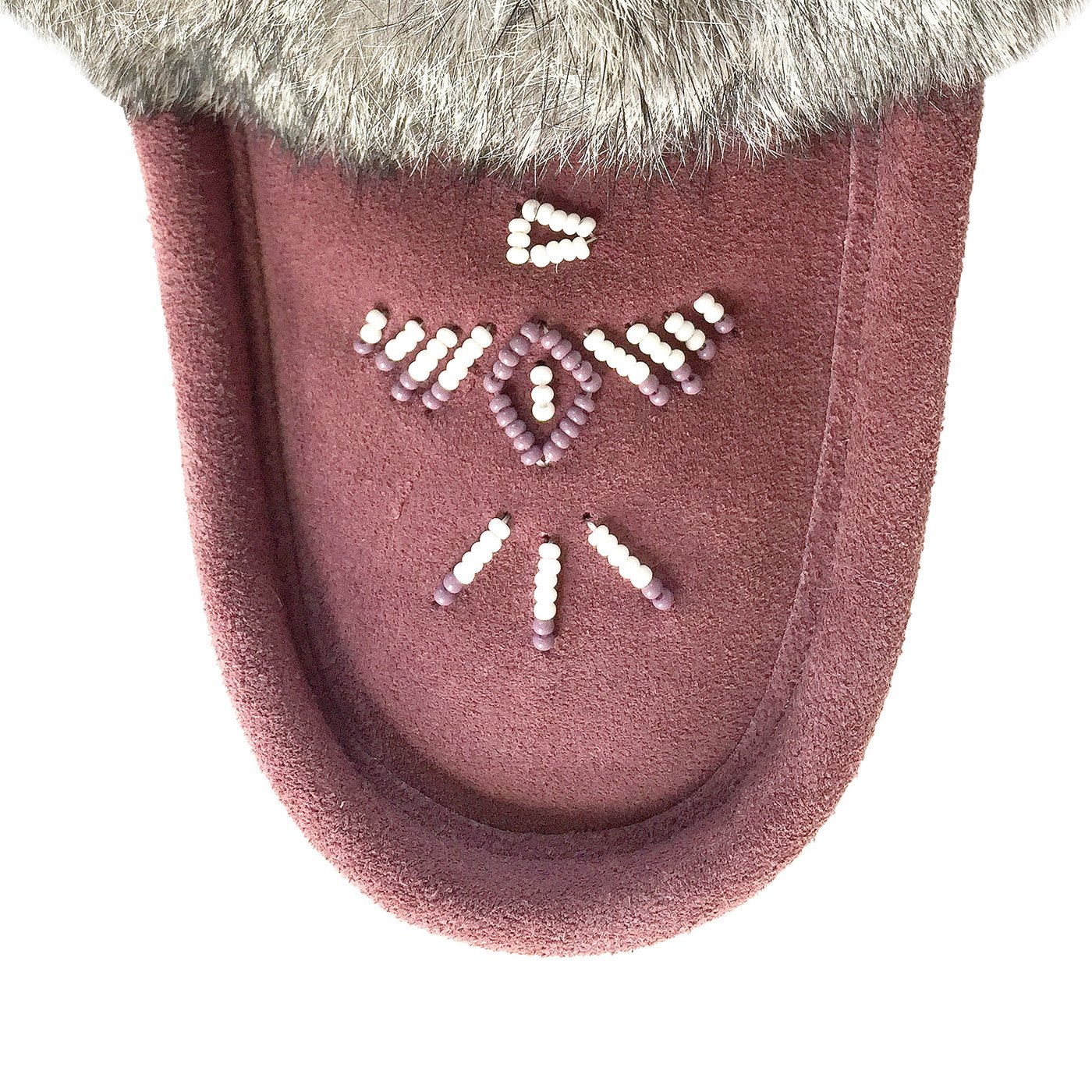 Laurentian Chief Women's Suede Moccasin Slippers with Rabbit Fur Collar - Soft Sole Indoor/Outdoor House Shoes for Winter Comfort & Cozy Home Wear