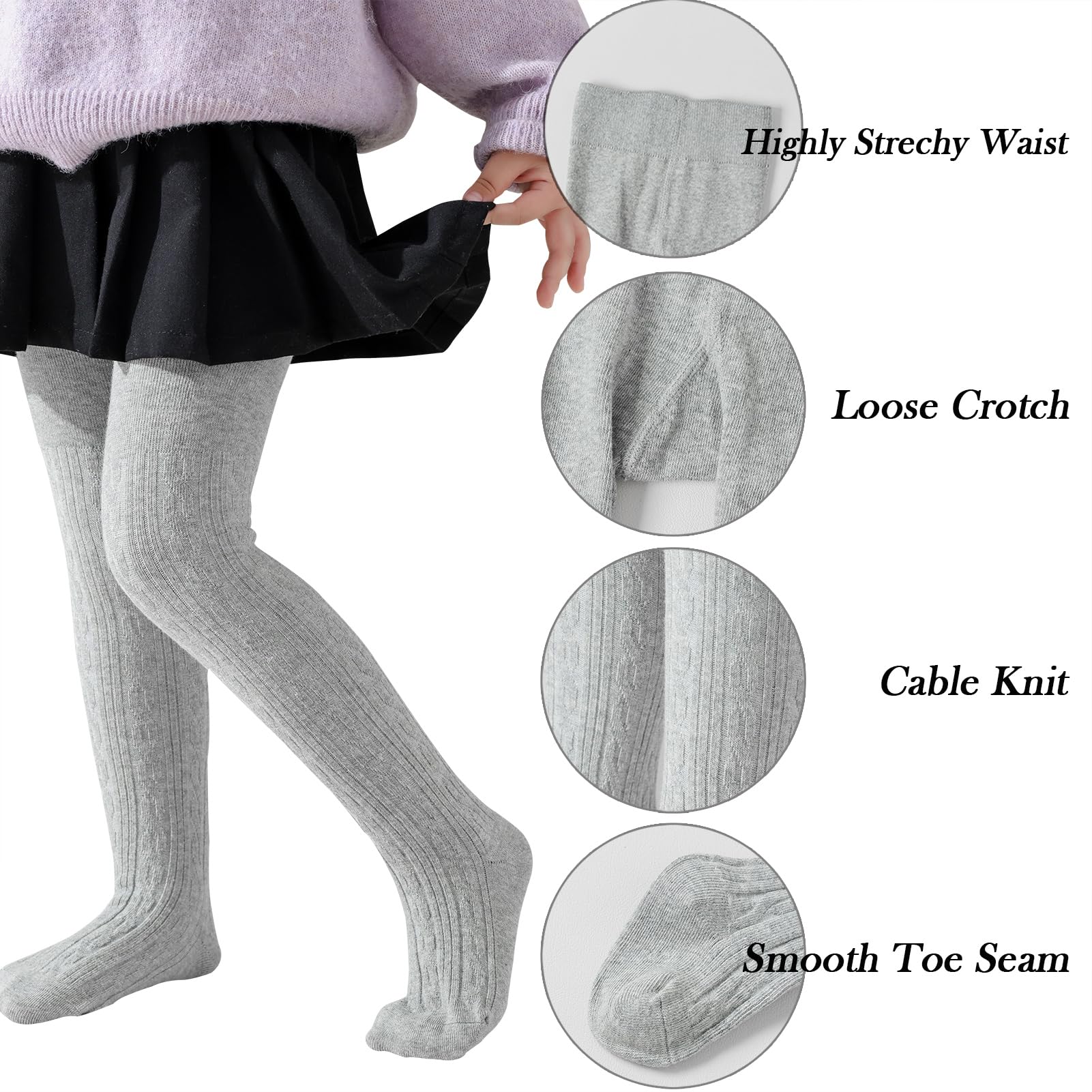Jormatt Baby Girls Seamless Thick Cotton Cable Knit Tights & Leggings - Soft Winter Stockings for Toddlers 0-6 Years | Playtime, Daycare & Cold Weather Outfit Essentials