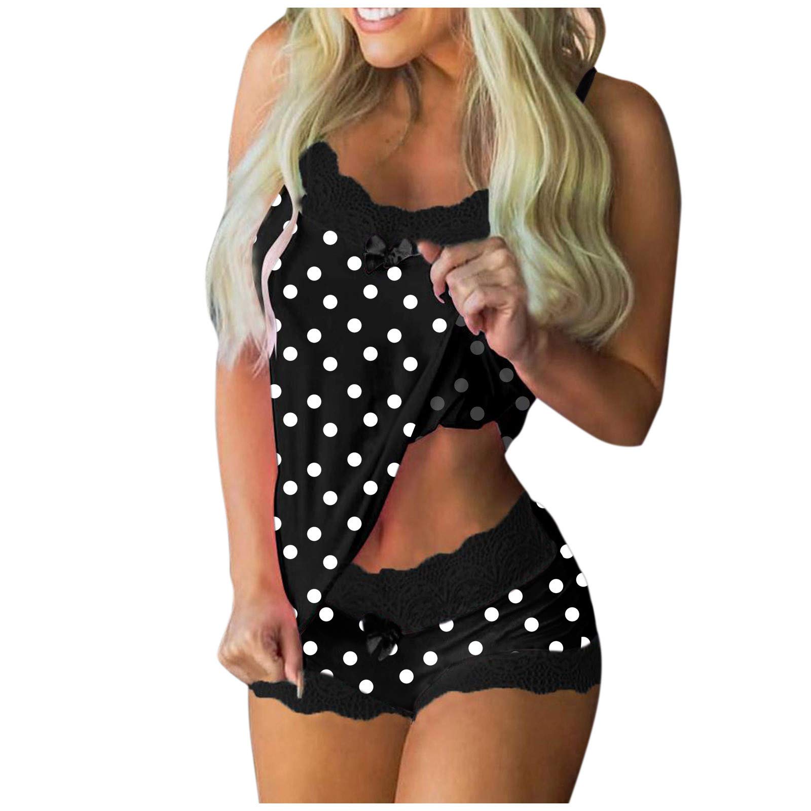 Sexy Lace Lingerie Set for Women - Tank Top & Boyshorts Underwear Pajamas | Perfect for Valentine's Day, Honeymoon & Romantic Nights