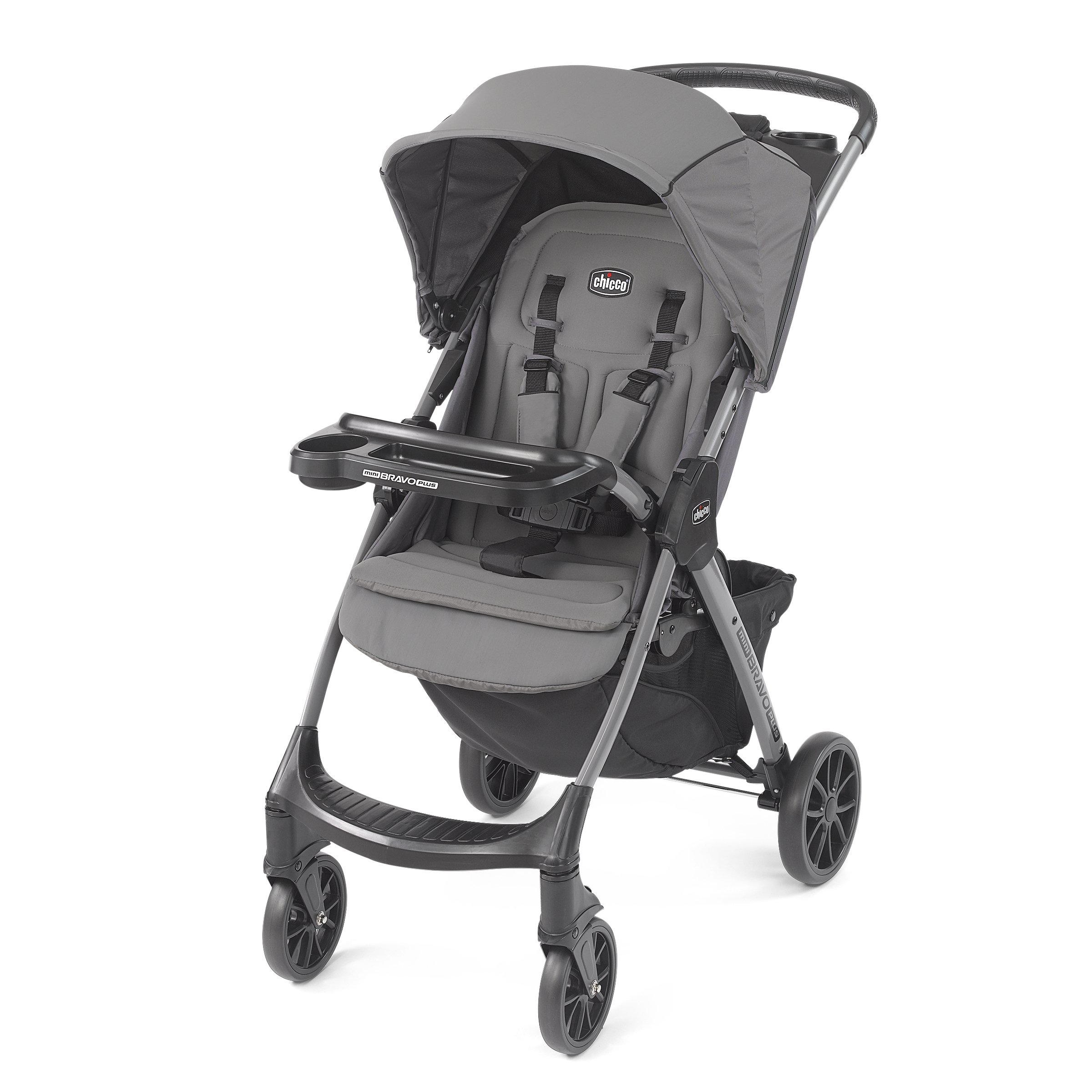 Chicco Mini Bravo Plus Lightweight Stroller for Toddlers - Compact Foldable Travel Stroller with Adjustable Canopy, Graphite Black | Perfect for Air Travel, Shopping & City Walks