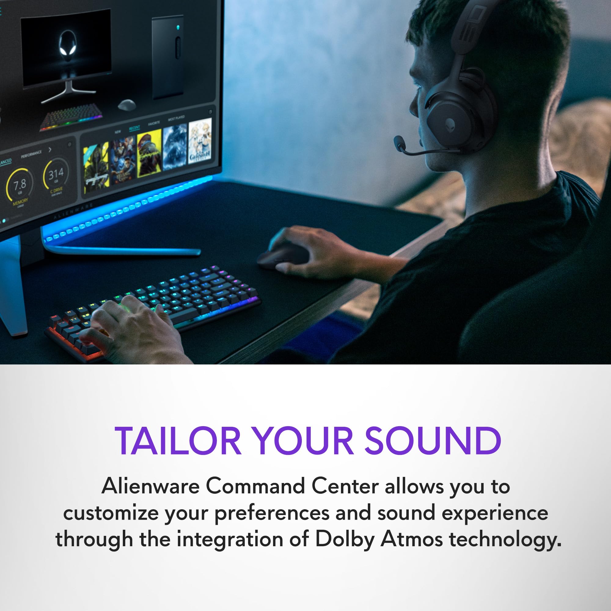 Alienware Pro Wireless Gaming Headset - Dual Mode Wired/Wireless, Bluetooth 5.3, 15-Min Fast Charge, 20Hz-20KHz Hi-Res Audio, 24H ANC Battery Life - Dark Side of The Moon | Perfect for PC/PS5/Xbox Gaming & Online Meetings