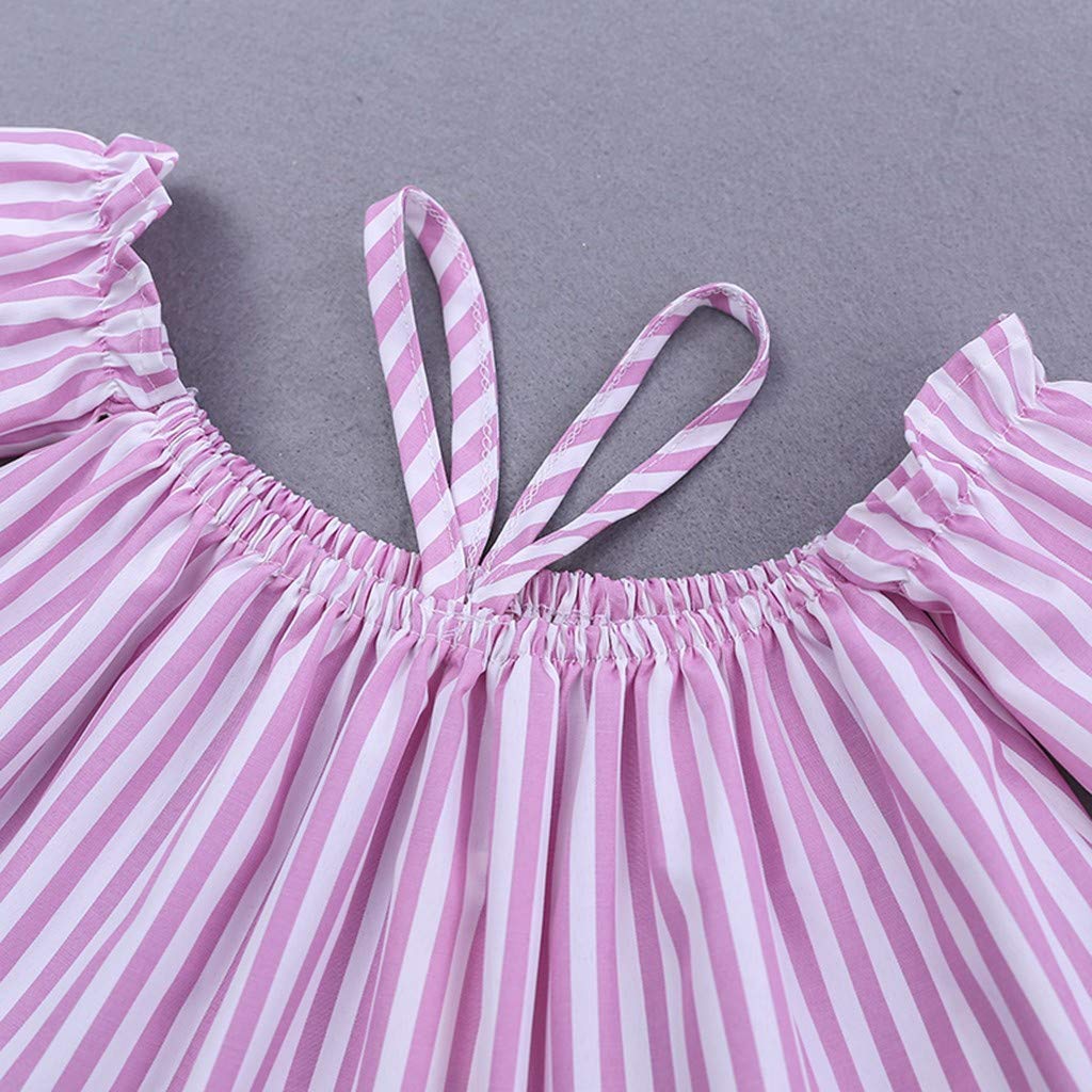 Vintage Girls Outfit Set - Off Shoulder Striped Top, Ripped Jeans & Headband | Cute Casual Summer Outfits for Toddler Girls | Birthday Party, Photo Shoot, Playdate